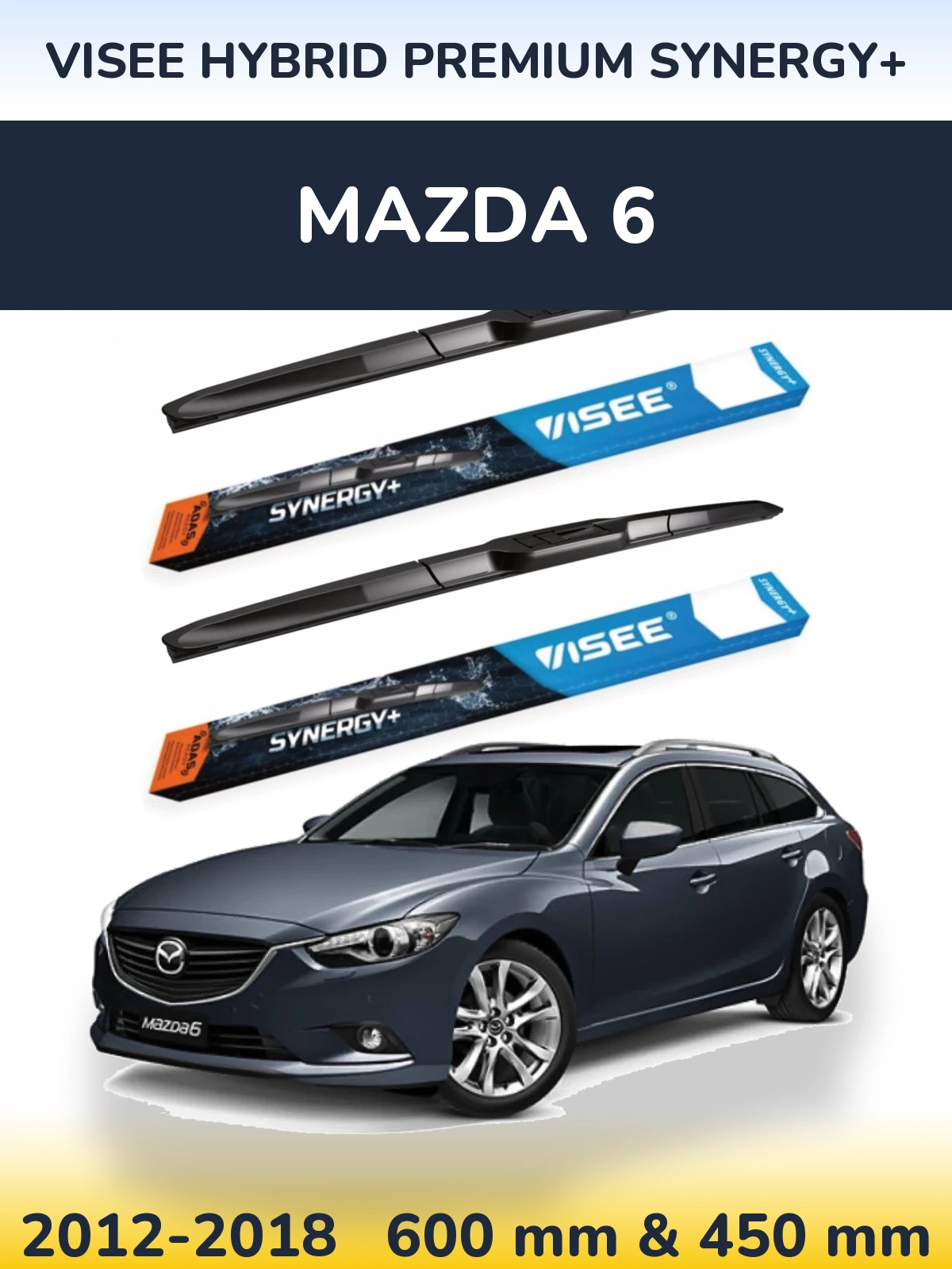 Sada předních stěračů VISEE HYBRID PREMIUM SYNERGY+ 600 a 450 mm pro Mazda 6 2012-2018