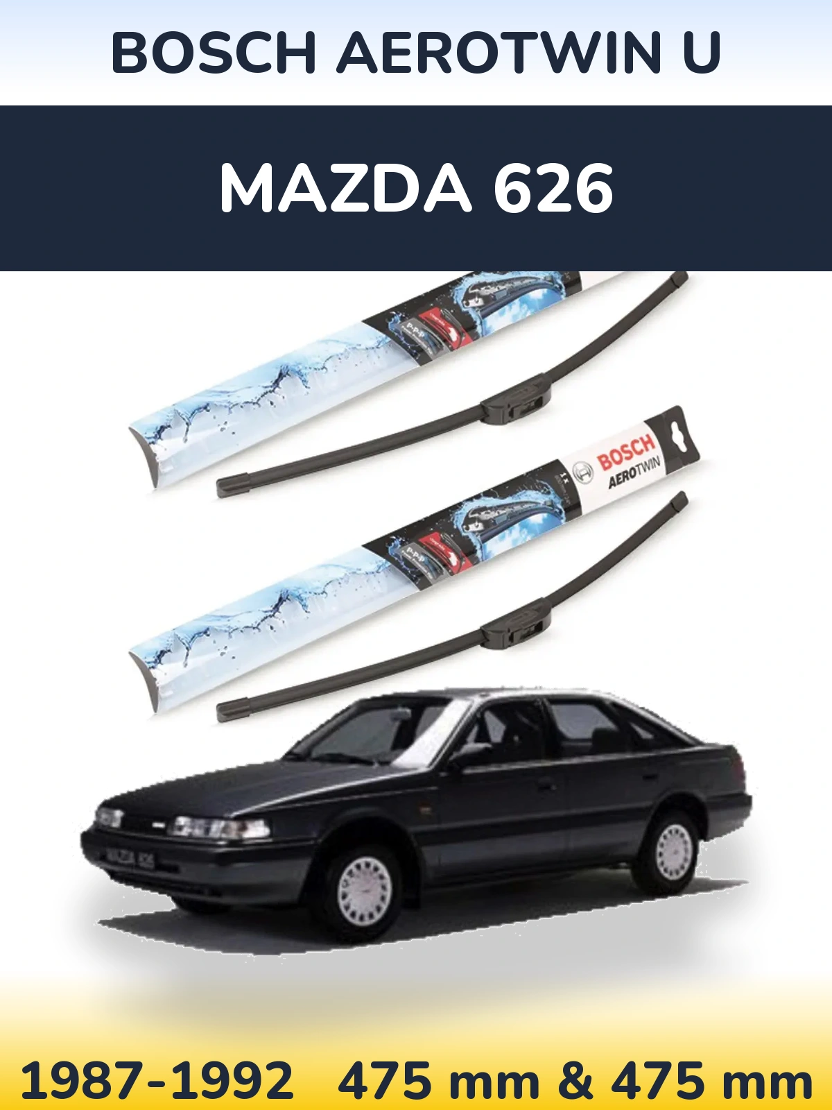 Sada předních stěračů BOSCH AeroTwin U 475 a 475 mm pro Mazda 626 1987-1992