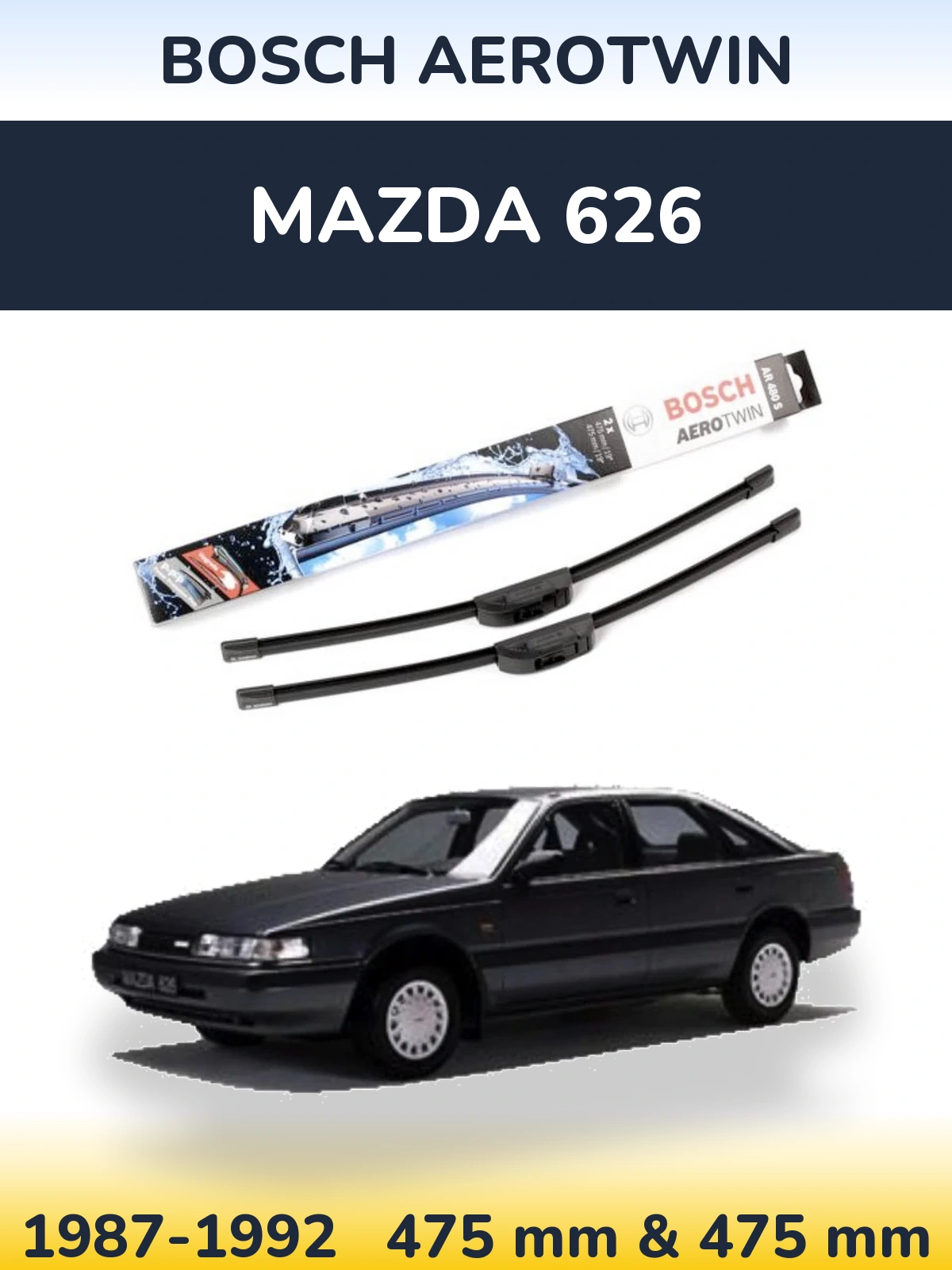 Sada předních stěračů BOSCH AeroTwin 475 a 475 mm pro Mazda 626 1987-1992
