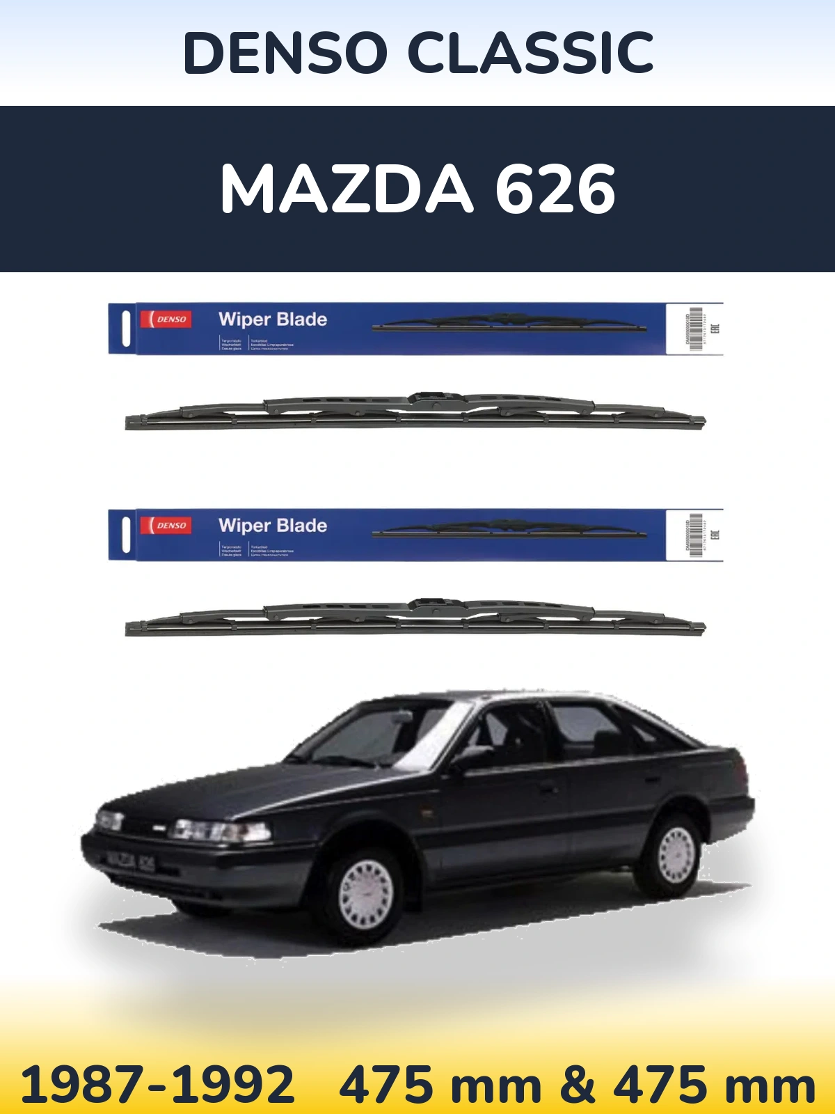 Sada předních stěračů Denso Classic 475 a 475 mm pro Mazda 626 1987-1992