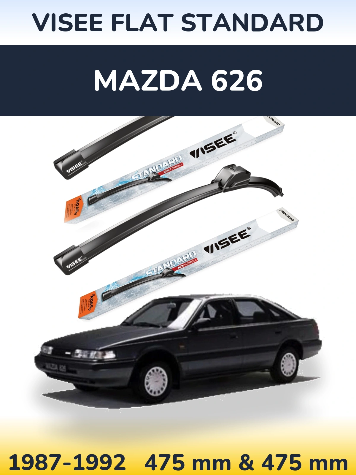 Sada předních stěračů VISEE FLAT STANDARD 475 a 475 mm pro Mazda 626 1987-1992