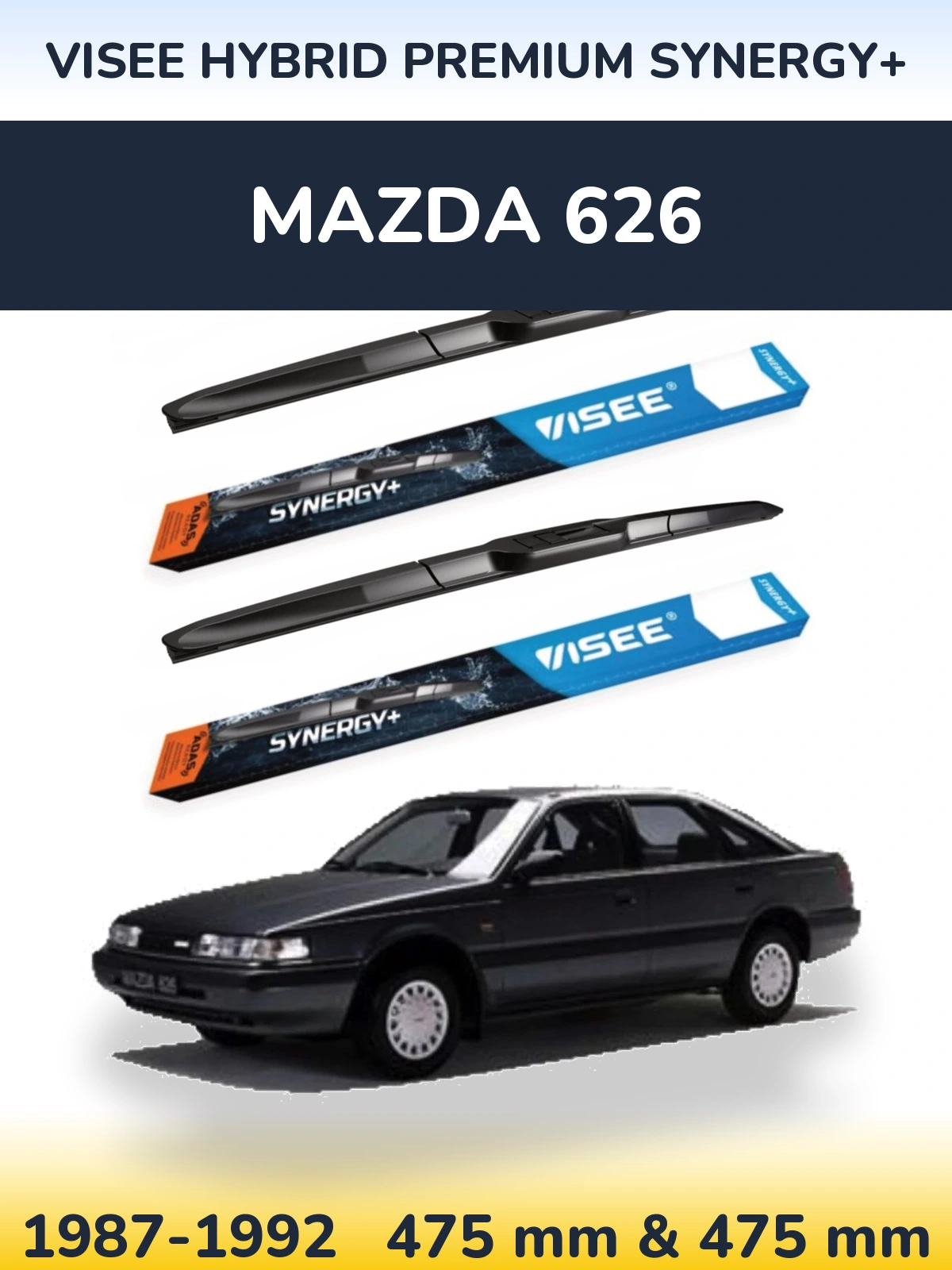 Sada předních stěračů VISEE HYBRID PREMIUM SYNERGY+ 475 a 475 mm pro Mazda 626 1987-1992