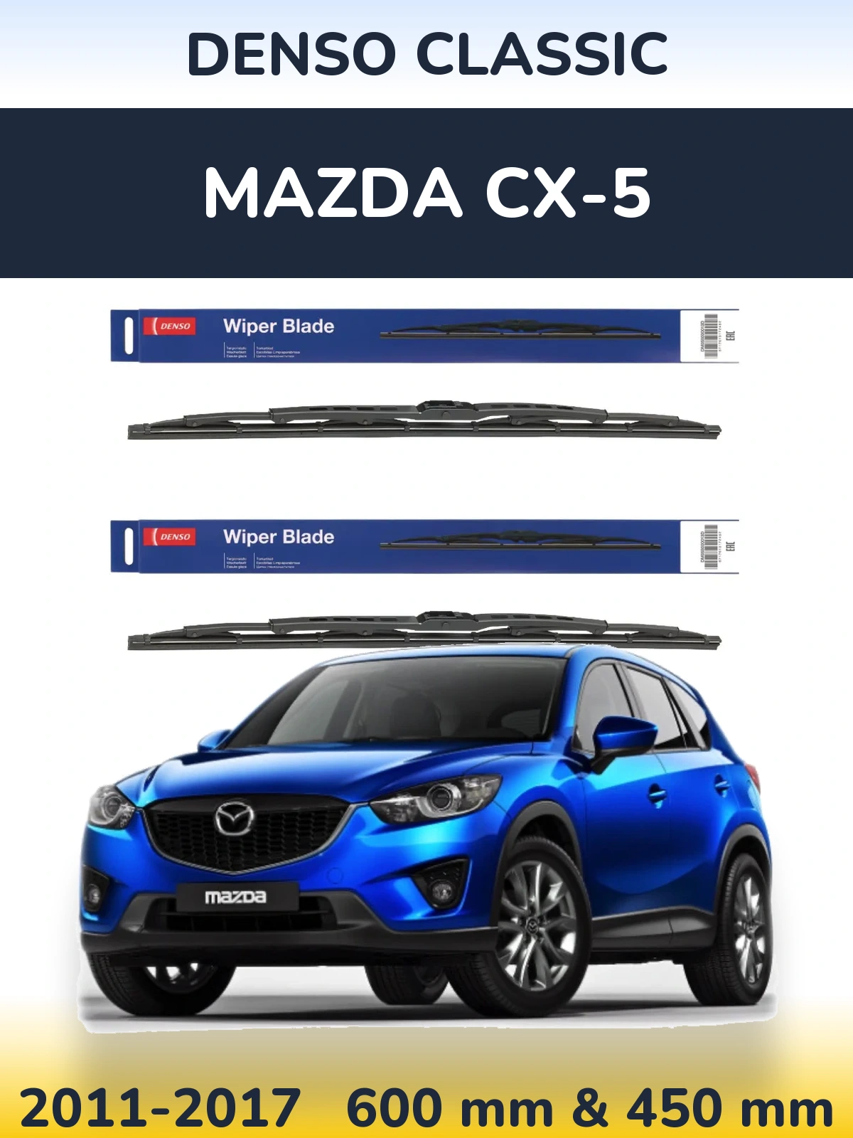 Sada předních stěračů Denso Classic 600 a 450 mm pro Mazda CX-5 2011-2017