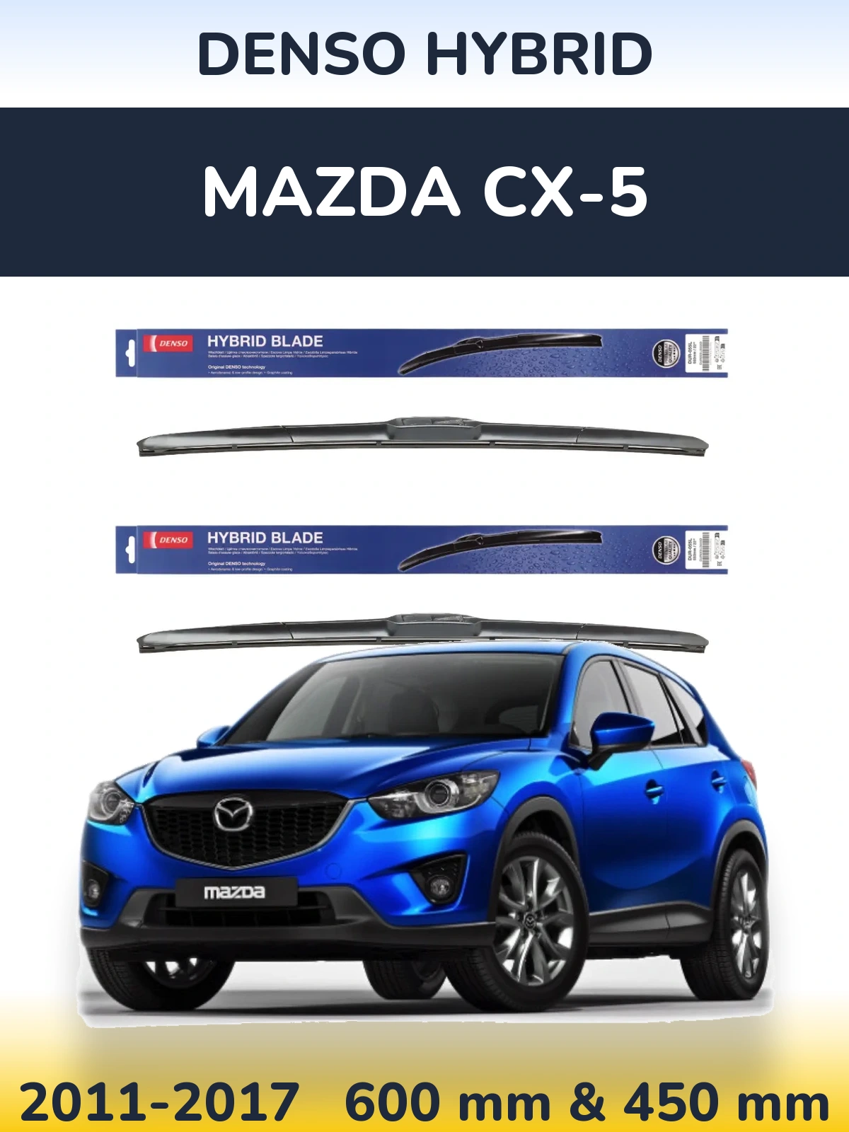 Sada předních stěračů Denso Hybrid 600 a 450 mm pro Mazda CX-5 2011-2017