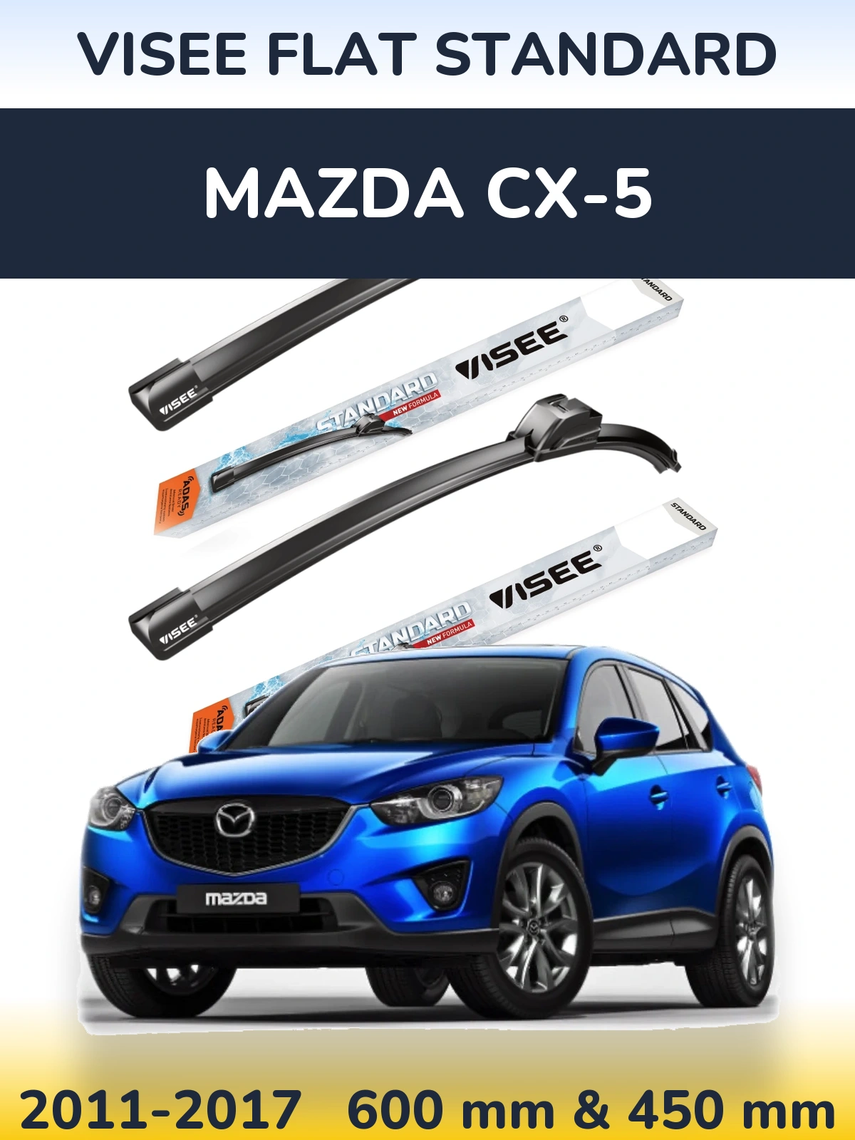 Sada předních stěračů VISEE FLAT STANDARD 600 a 450 mm pro Mazda CX-5 2011-2017