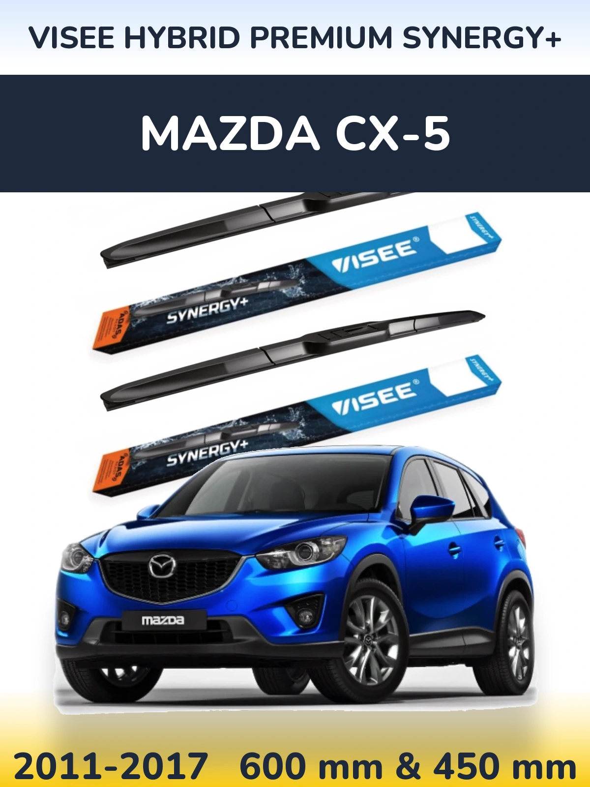 Sada předních stěračů VISEE HYBRID PREMIUM SYNERGY+ 600 a 450 mm pro Mazda CX-5 2011-2017