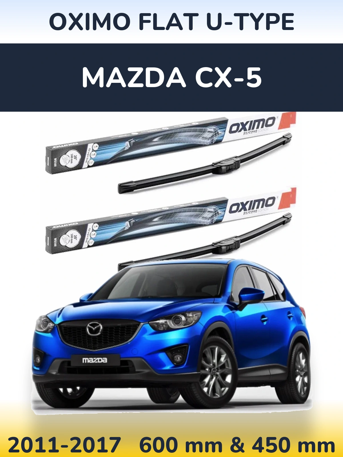 Sada předních stěračů Oximo Flat U-type 600 a 450 mm pro Mazda CX-5 2011-2017