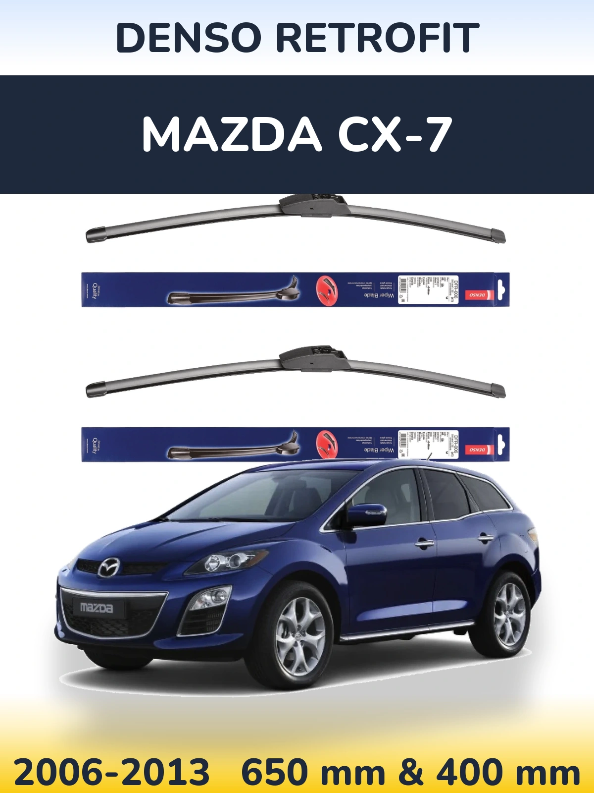 Sada předních stěračů Denso Retrofit 650 a 400 mm pro Mazda CX-7 2006-2013