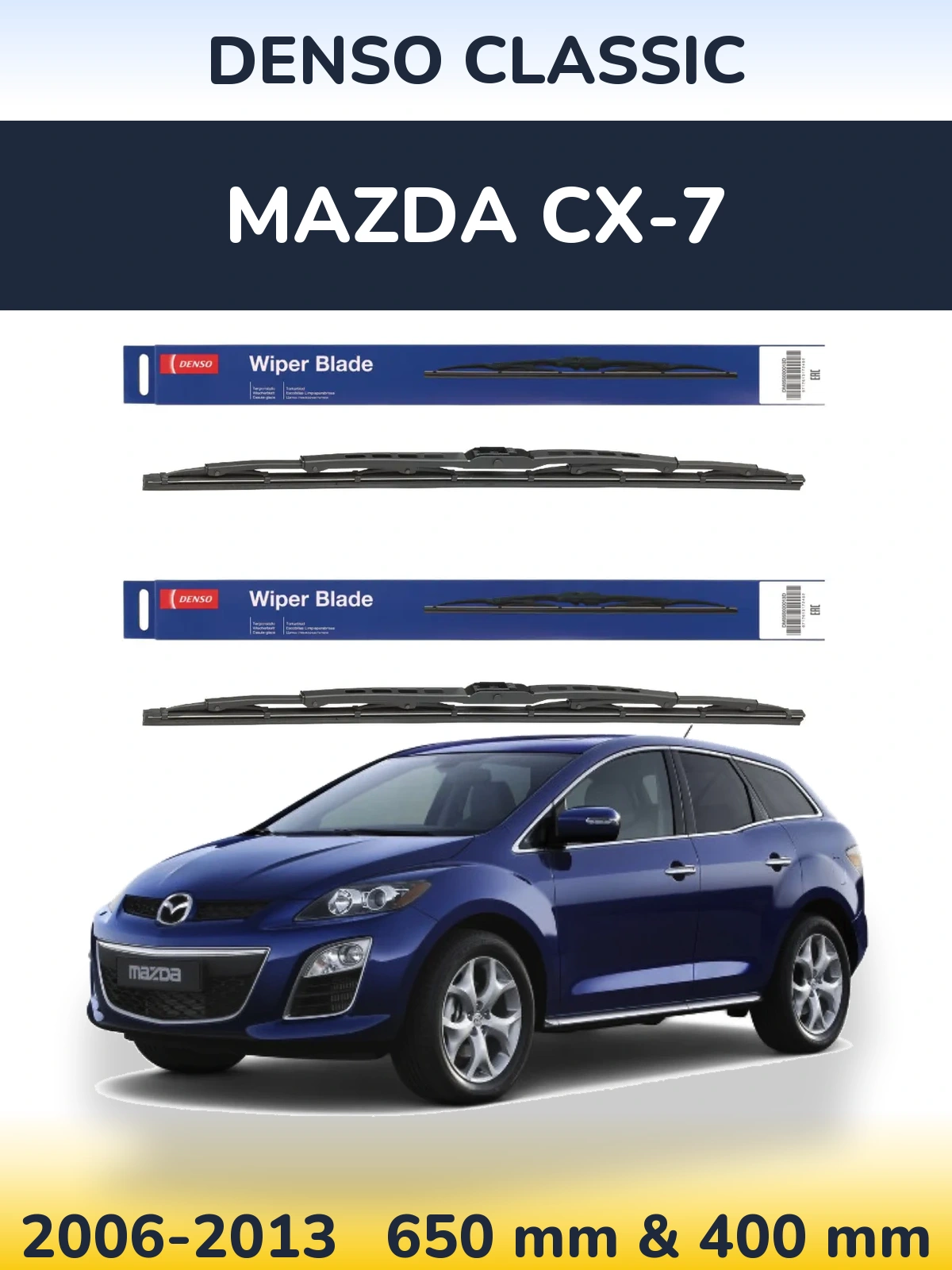 Sada předních stěračů Denso Classic 650 a 400 mm pro Mazda CX-7 2006-2013
