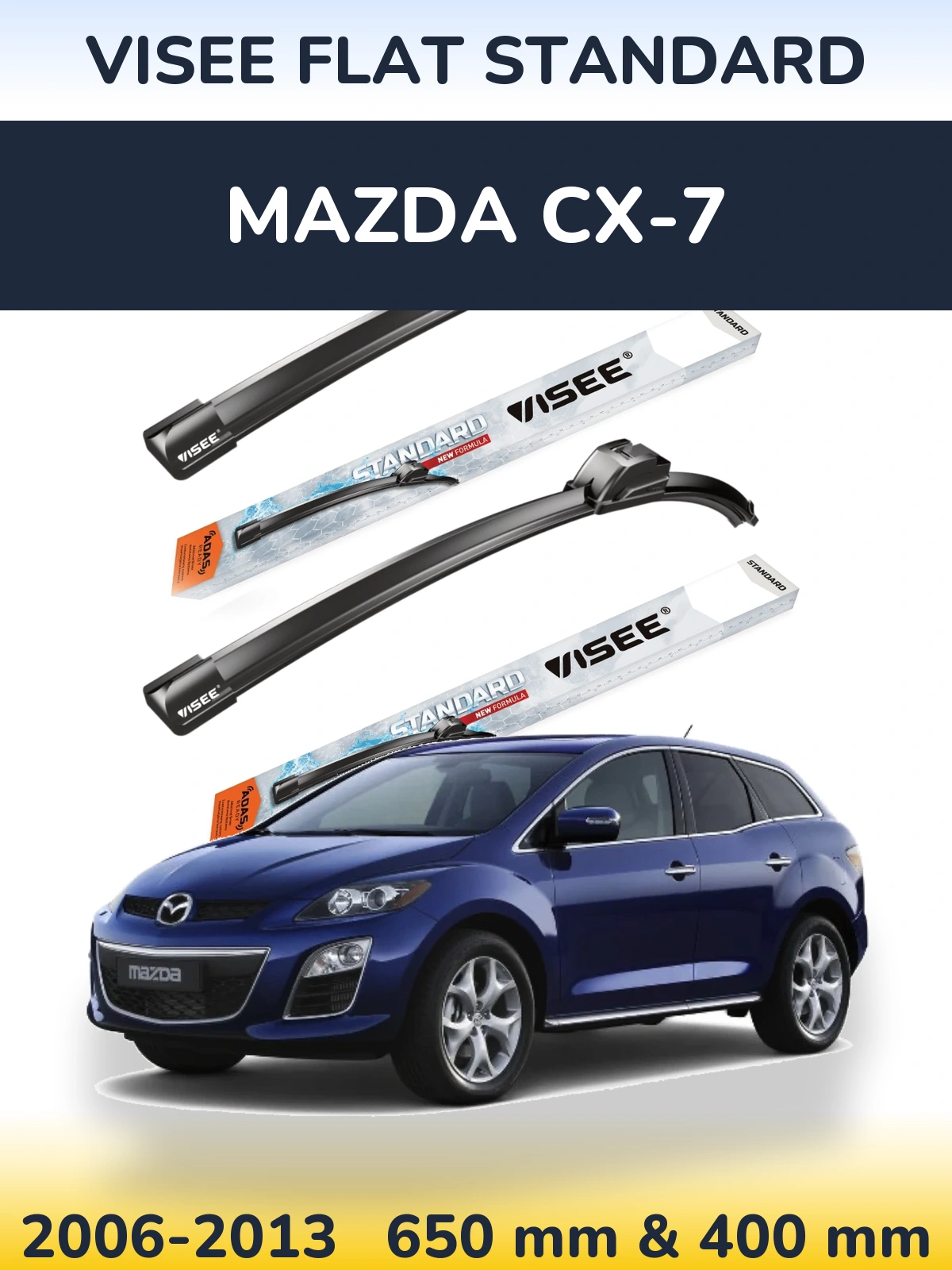 Sada předních stěračů VISEE FLAT STANDARD 650 a 400 mm pro Mazda CX-7 2006-2013