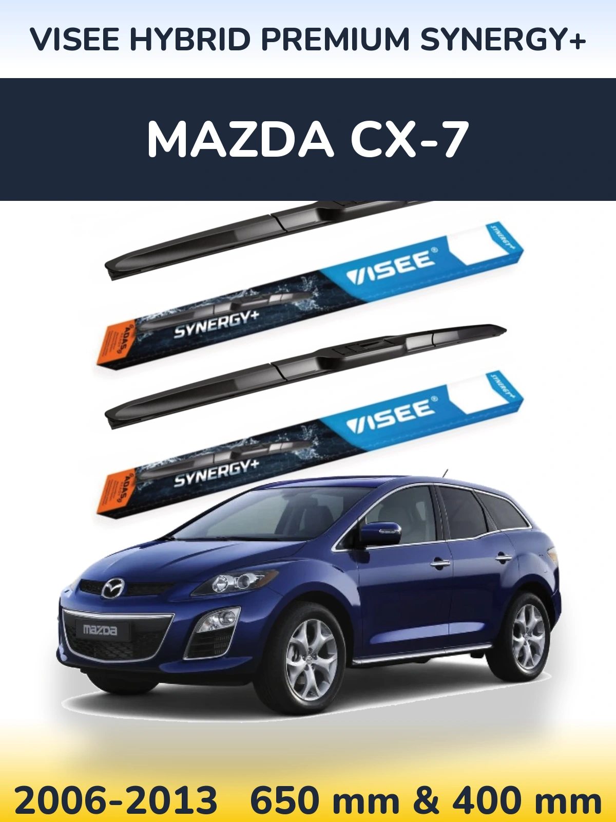 Sada předních stěračů VISEE HYBRID PREMIUM SYNERGY+ 650 a 400 mm pro Mazda CX-7 2006-2013