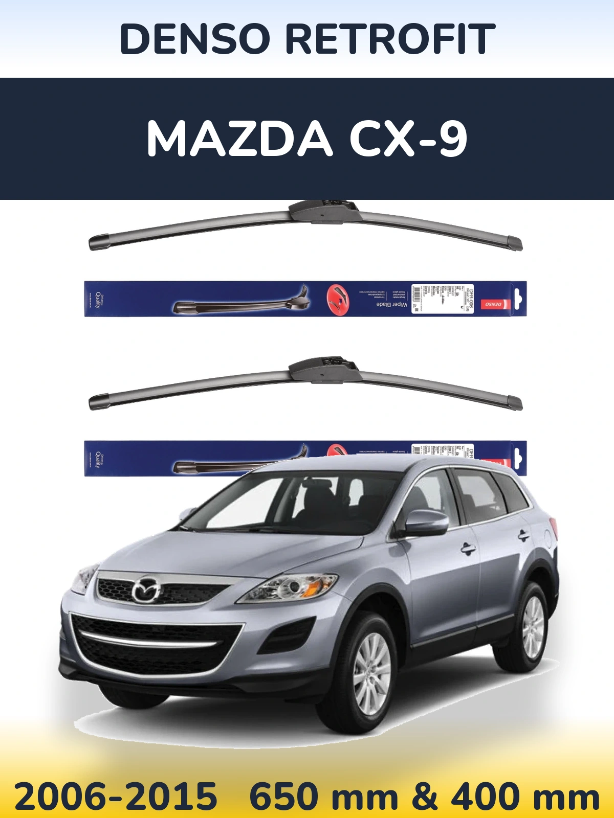 Sada předních stěračů Denso Retrofit 650 a 400 mm pro Mazda CX-9 2006-2015