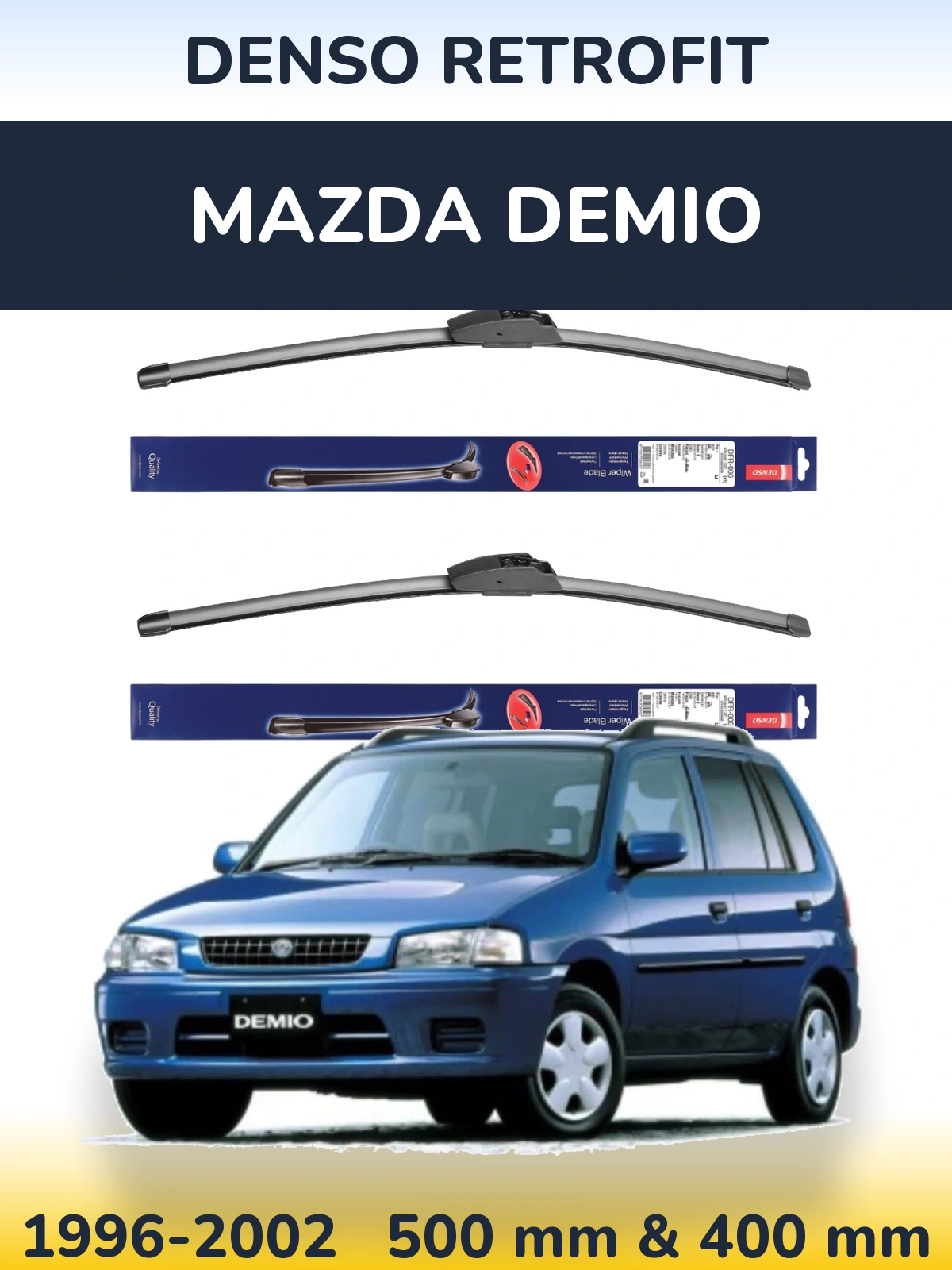 Sada předních stěračů Denso Retrofit 500 a 400 mm pro Mazda Demio 1996-2002