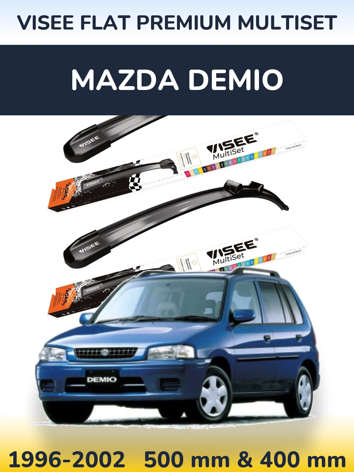 Комплект передніх щіток VISEE FLAT PREMIUM MultiSet 500 & 400 мм для Mazda Demio 1996-2002
