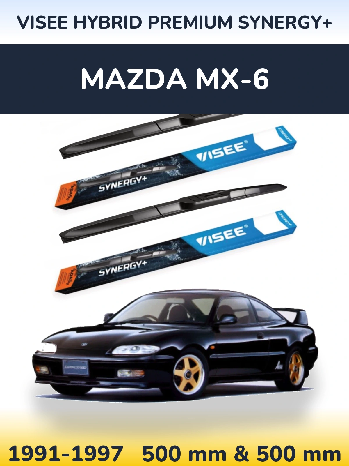 Sada předních stěračů VISEE HYBRID PREMIUM SYNERGY+ 500 a 500 mm pro Mazda MX-6 1991-1997