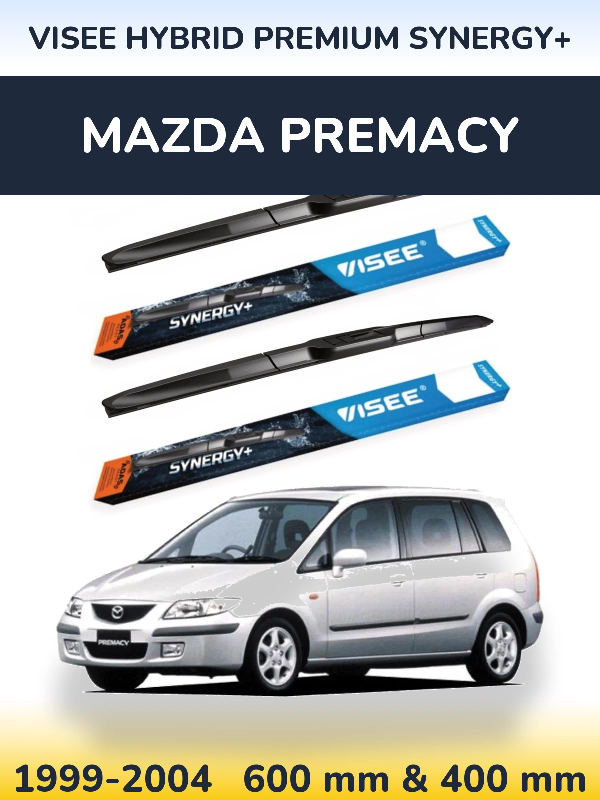 Комплект передніх щіток VISEE HYBRID PREMIUM SYNERGY+ 600 & 400 мм для Mazda Premacy 1999-2004