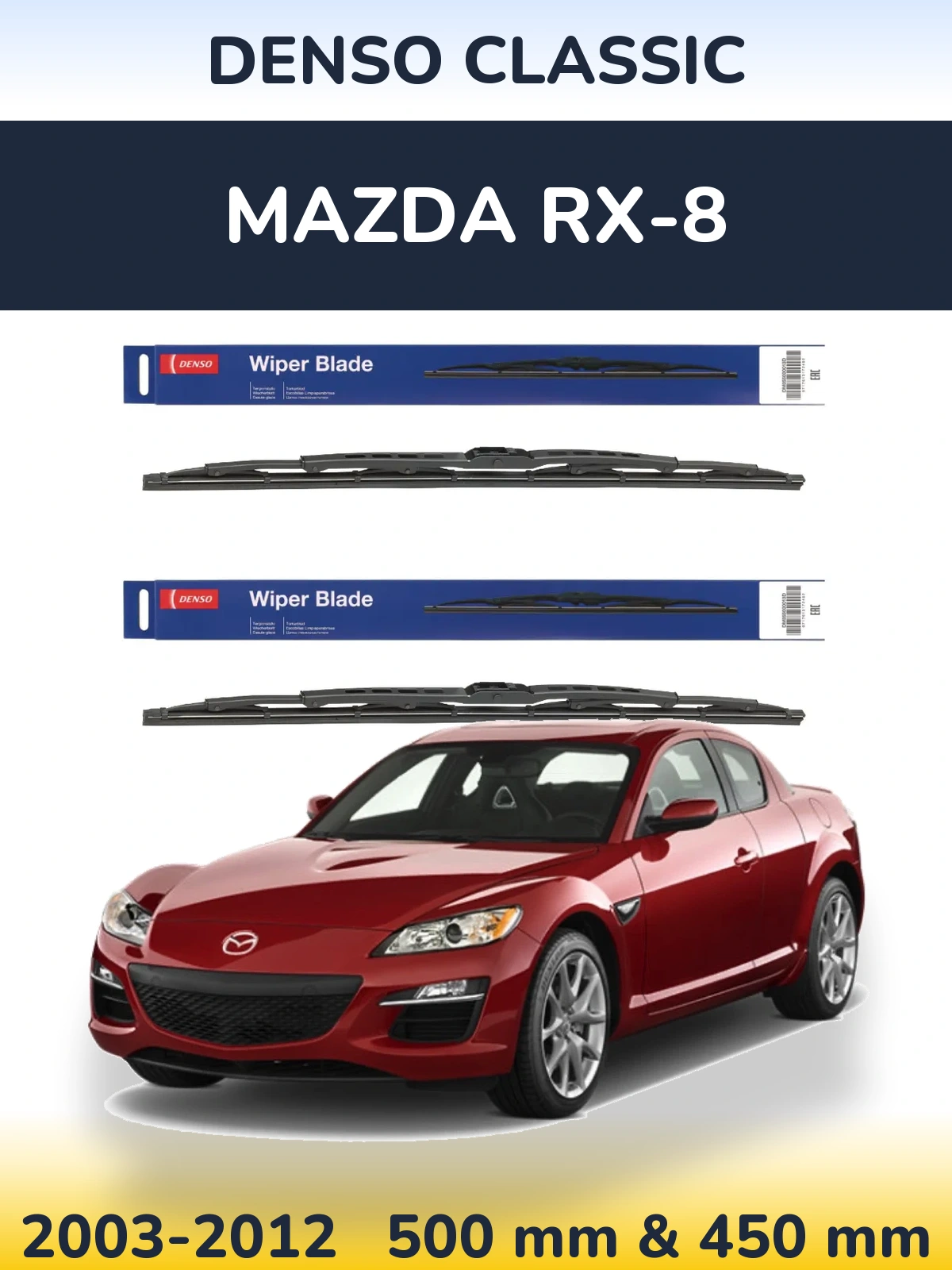 Sada předních stěračů Denso Classic 500 a 450 mm pro Mazda RX-8 2003-2012