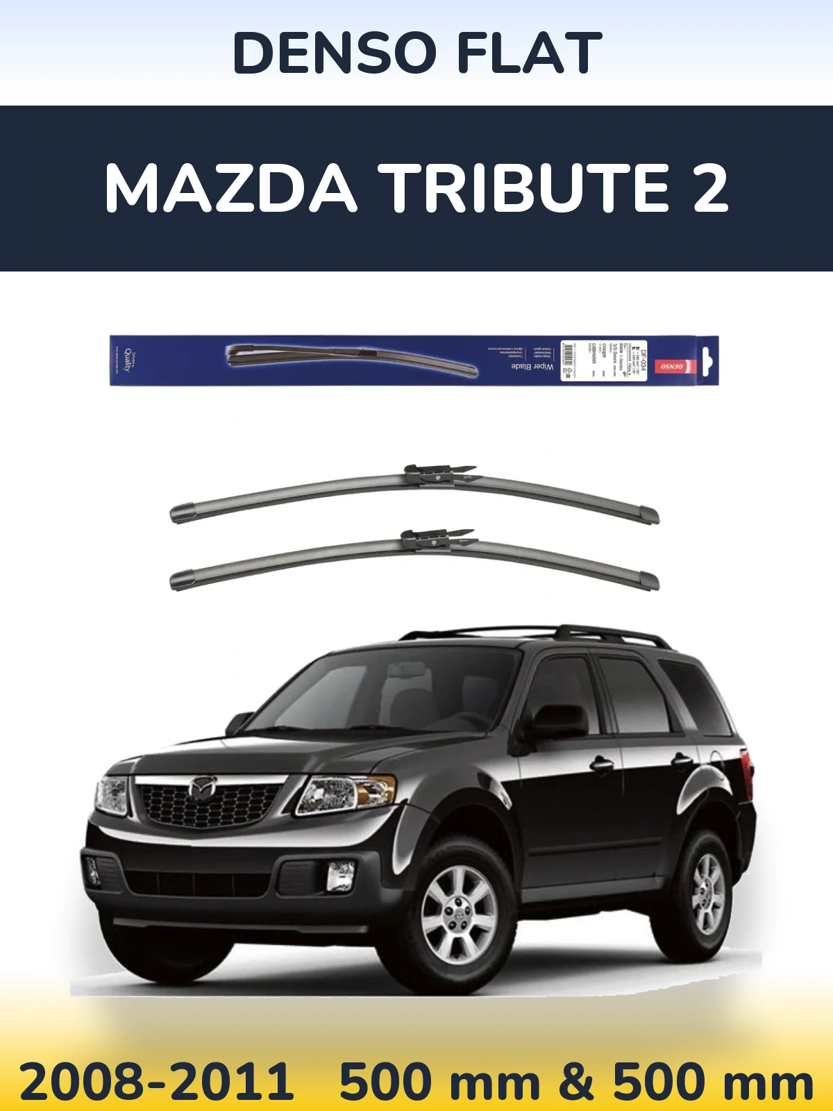 Sada předních stěračů Denso Flat 500 a 500 mm pro Mazda Tribute 2 2008-2011