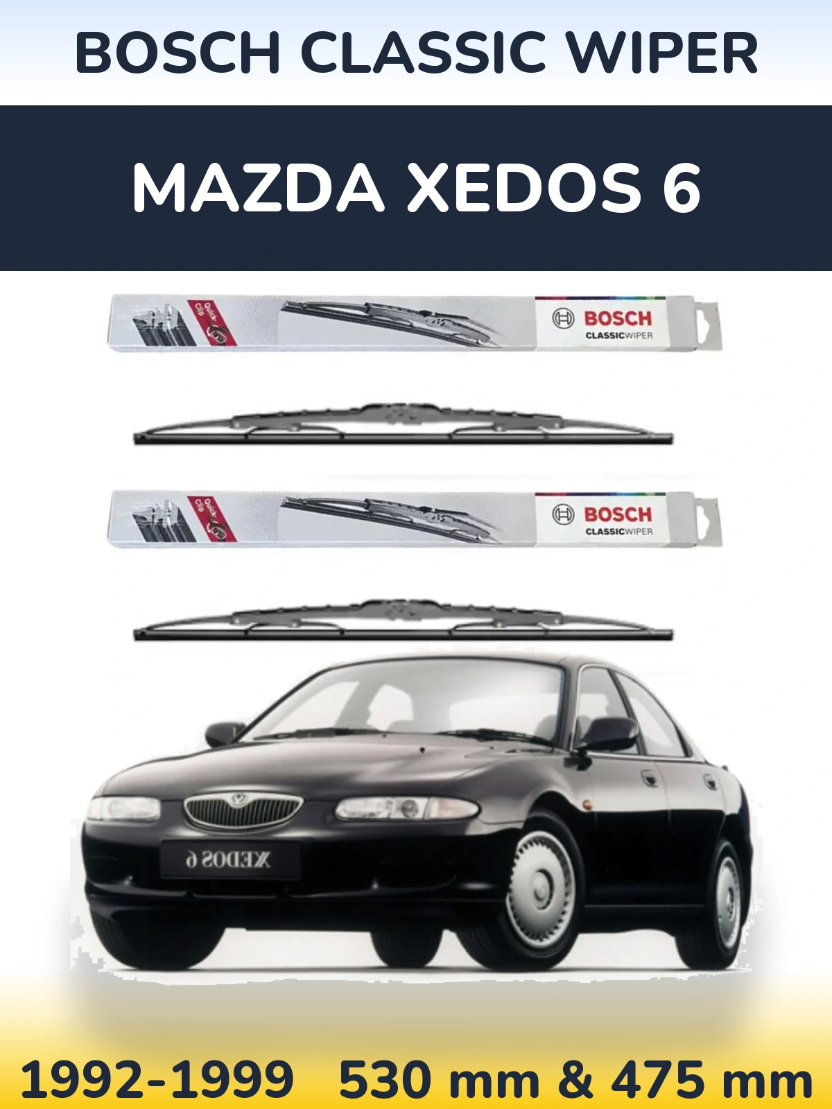 Sada předních stěračů BOSCH Classic Wiper 530 a 475 mm pro Mazda Xedos 6 1992-1999