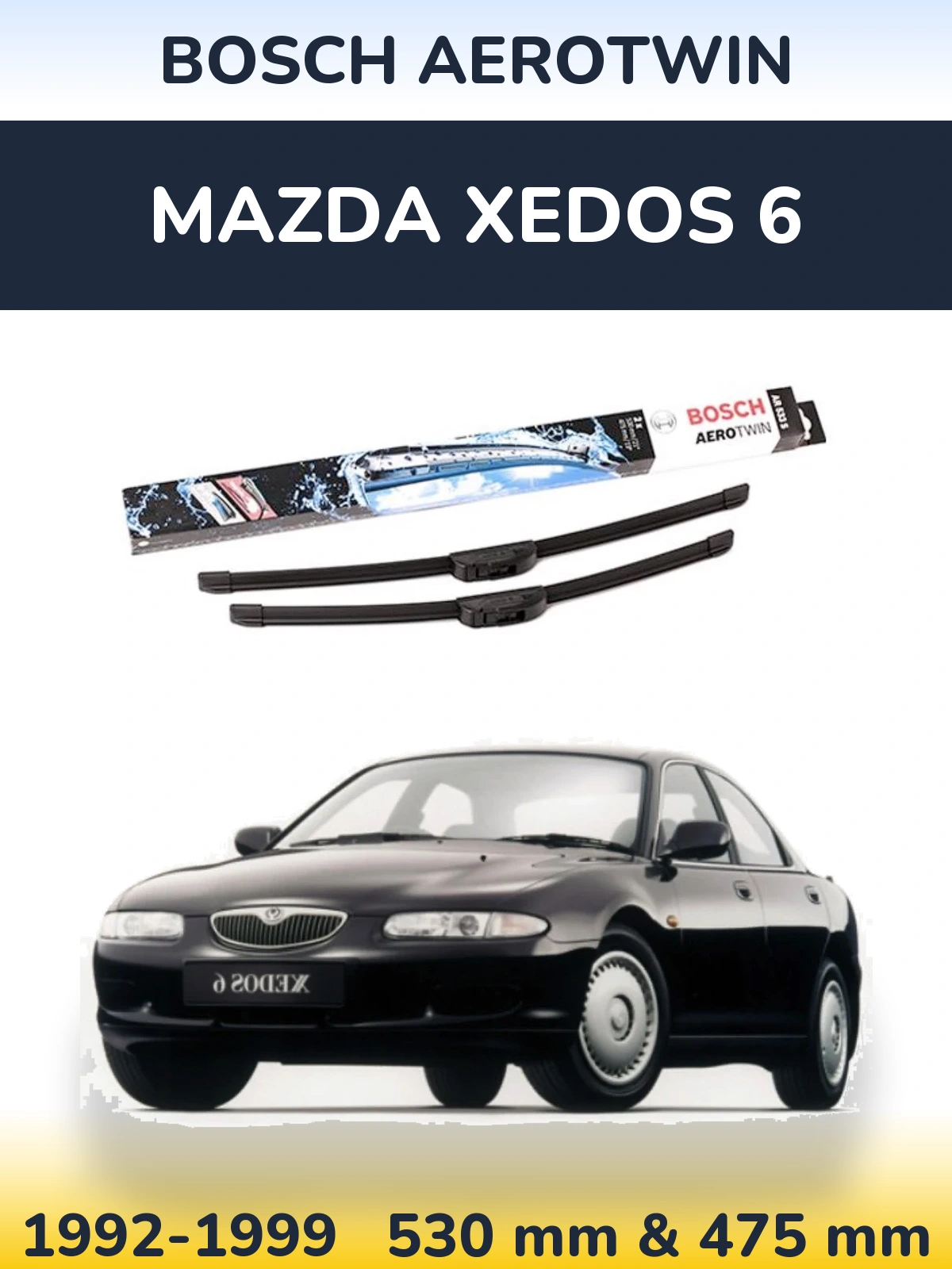Sada předních stěračů BOSCH AeroTwin 530 a 475 mm pro Mazda Xedos 6 1992-1999