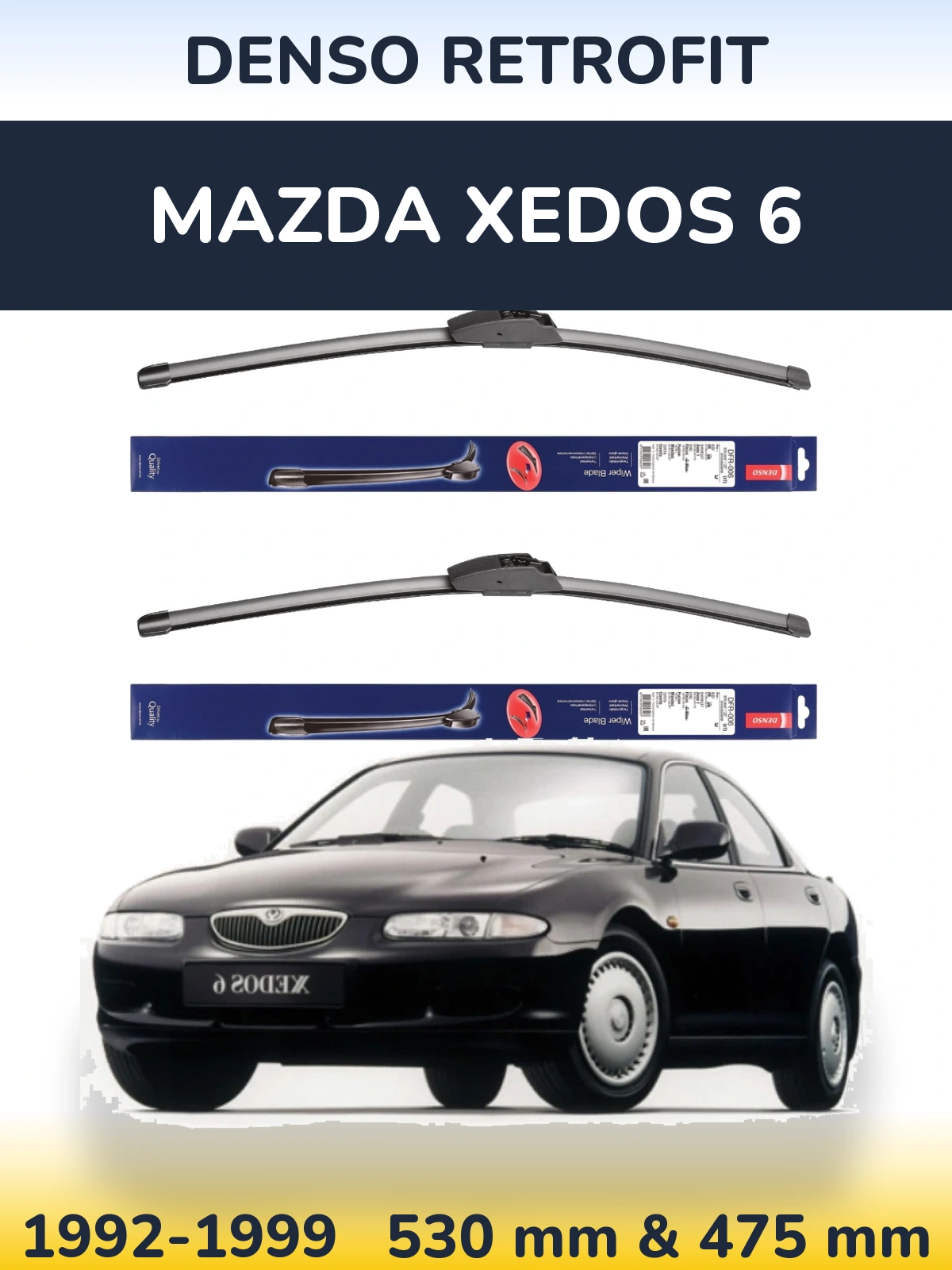 Sada předních stěračů Denso Retrofit 530 a 475 mm pro Mazda Xedos 6 1992-1999