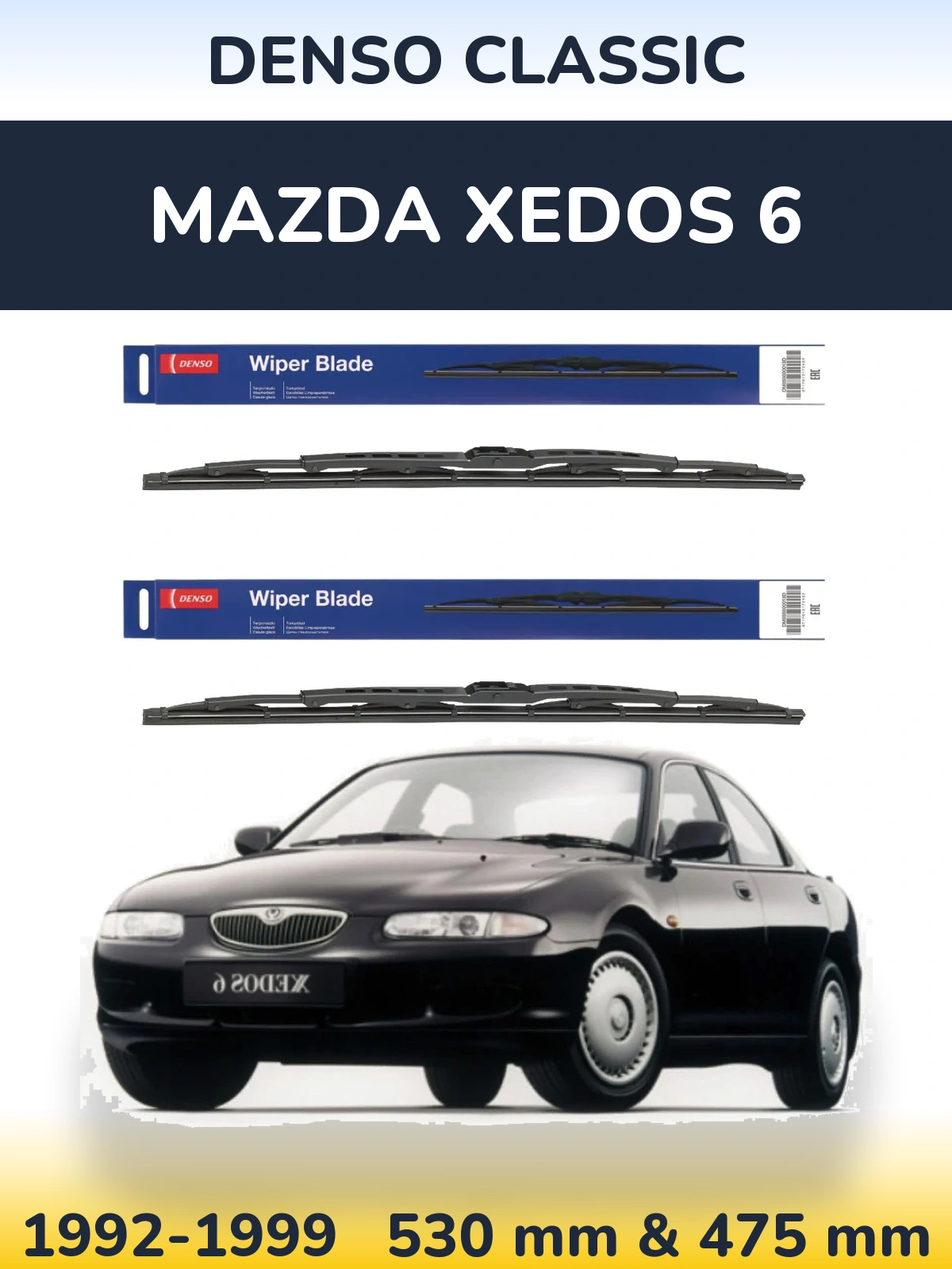 Sada předních stěračů Denso Classic 530 a 475 mm pro Mazda Xedos 6 1992-1999
