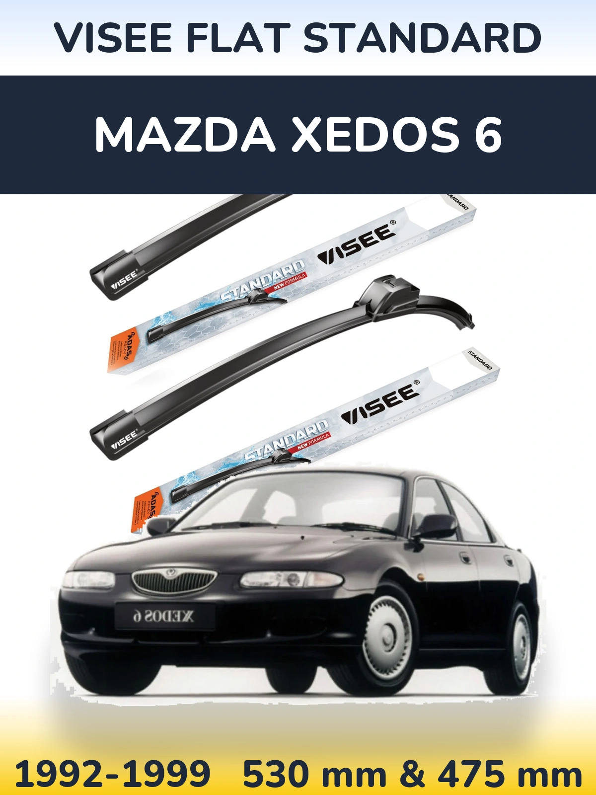 Sada předních stěračů VISEE FLAT STANDARD 530 a 475 mm pro Mazda Xedos 6 1992-1999