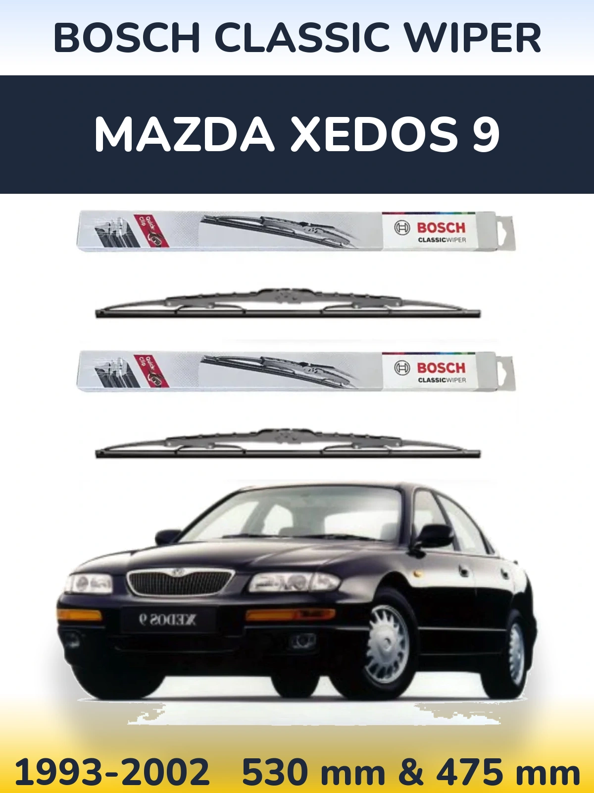 Sada předních stěračů BOSCH Classic Wiper 530 a 475 mm pro Mazda Xedos 9 1993-2002
