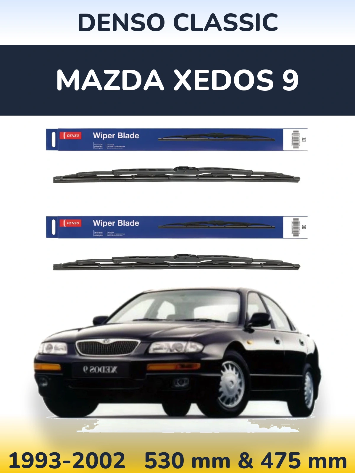 Sada předních stěračů Denso Classic 530 a 475 mm pro Mazda Xedos 9 1993-2002