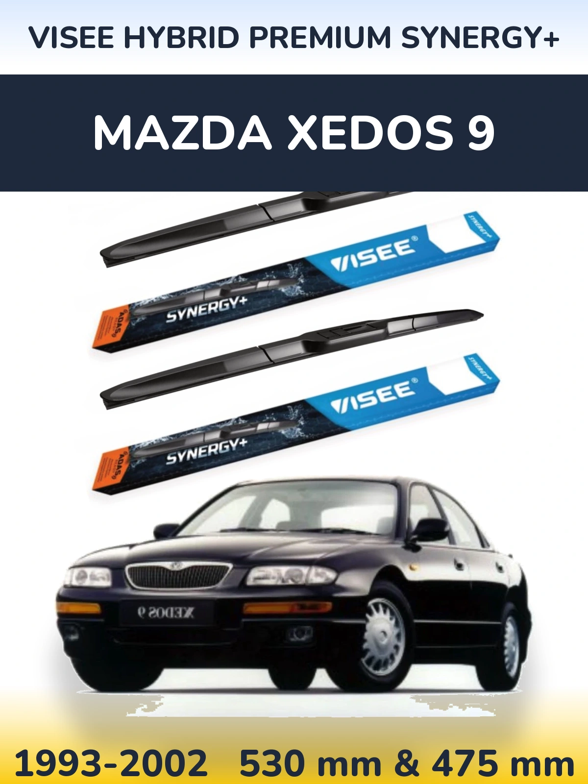 Sada předních stěračů VISEE HYBRID PREMIUM SYNERGY+ 530 a 475 mm pro Mazda Xedos 9 1993-2002