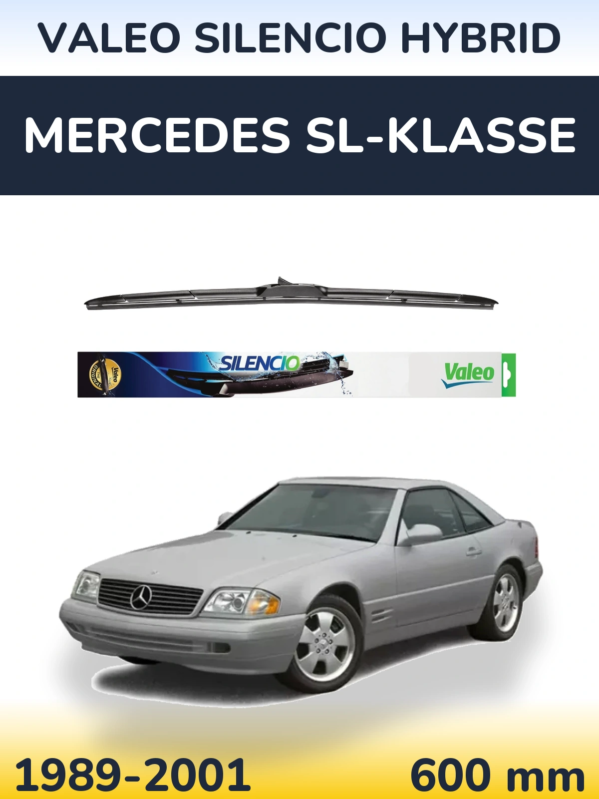 Přední stěrač Valeo Silencio Hybrid 600 mm pro Mercedes SL-Klasse 1989-2001