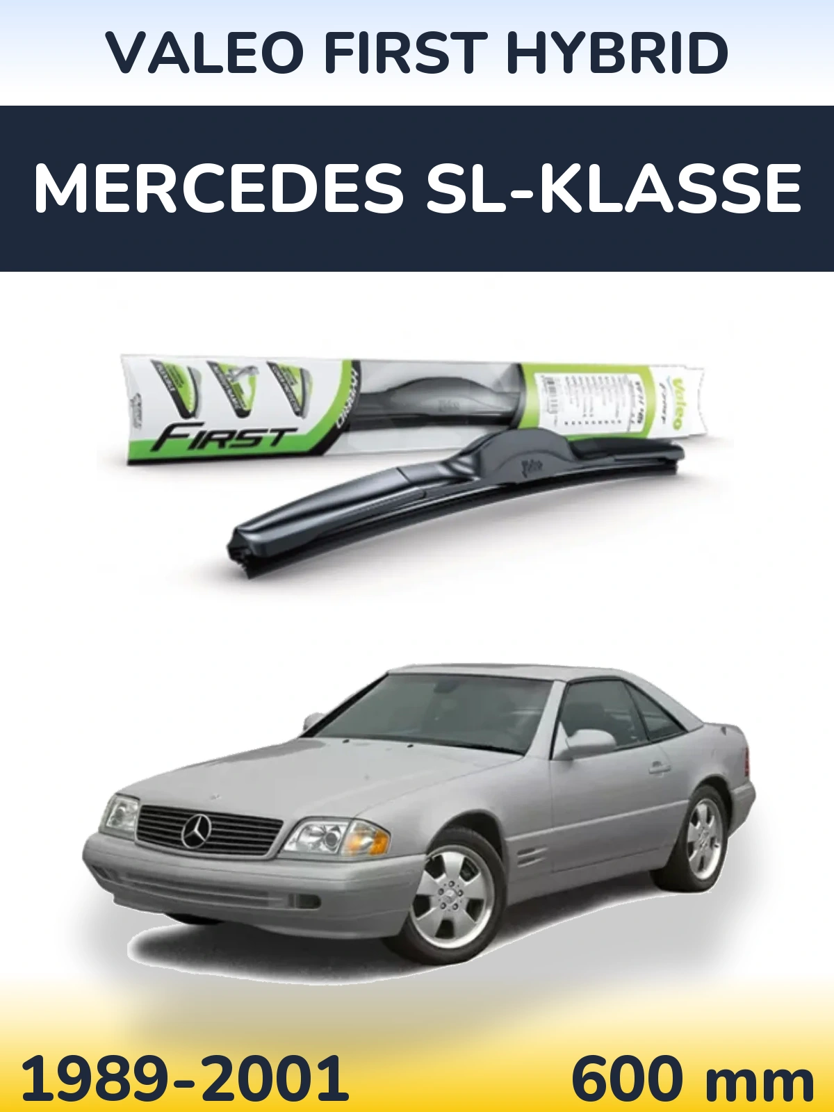 Передня щітка Valeo First Hybrid 600 мм для Mercedes SL-Klasse 1989-2001