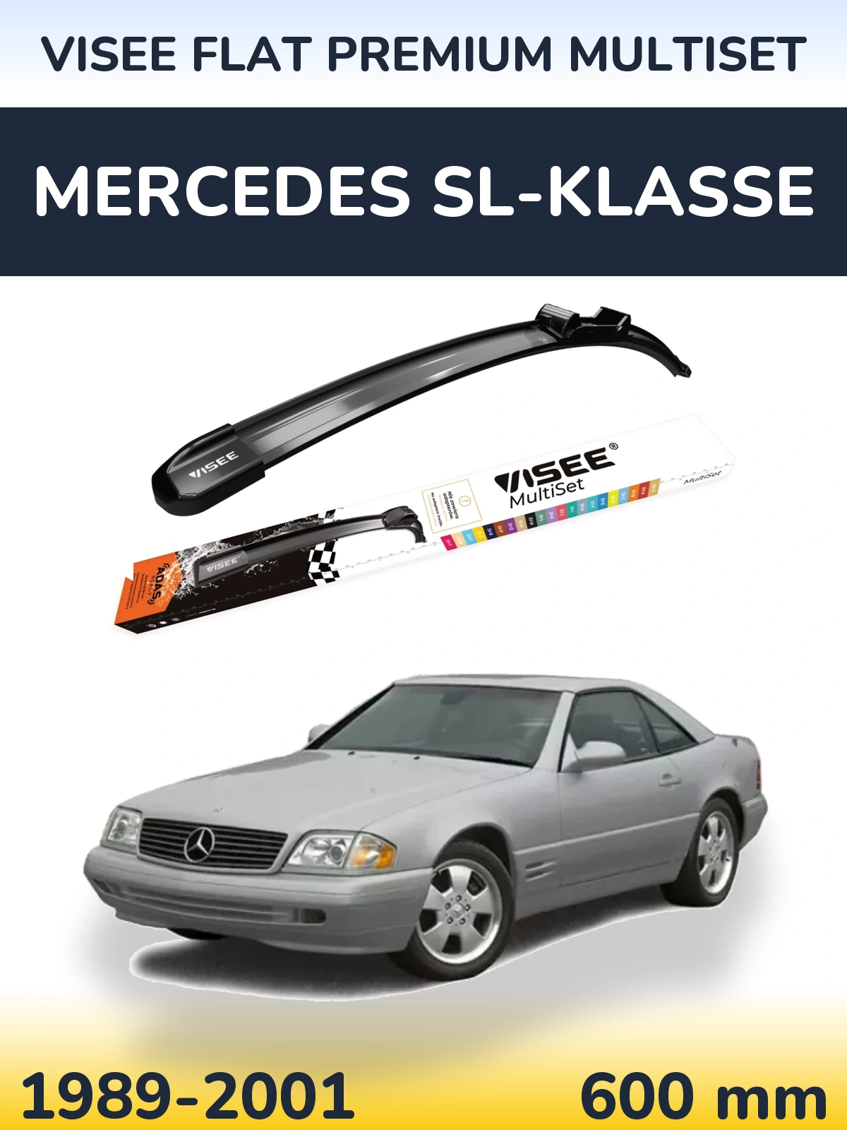 Передня щітка VISEE FLAT PREMIUM MultiSet 600 мм для Mercedes SL-Klasse 1989-2001