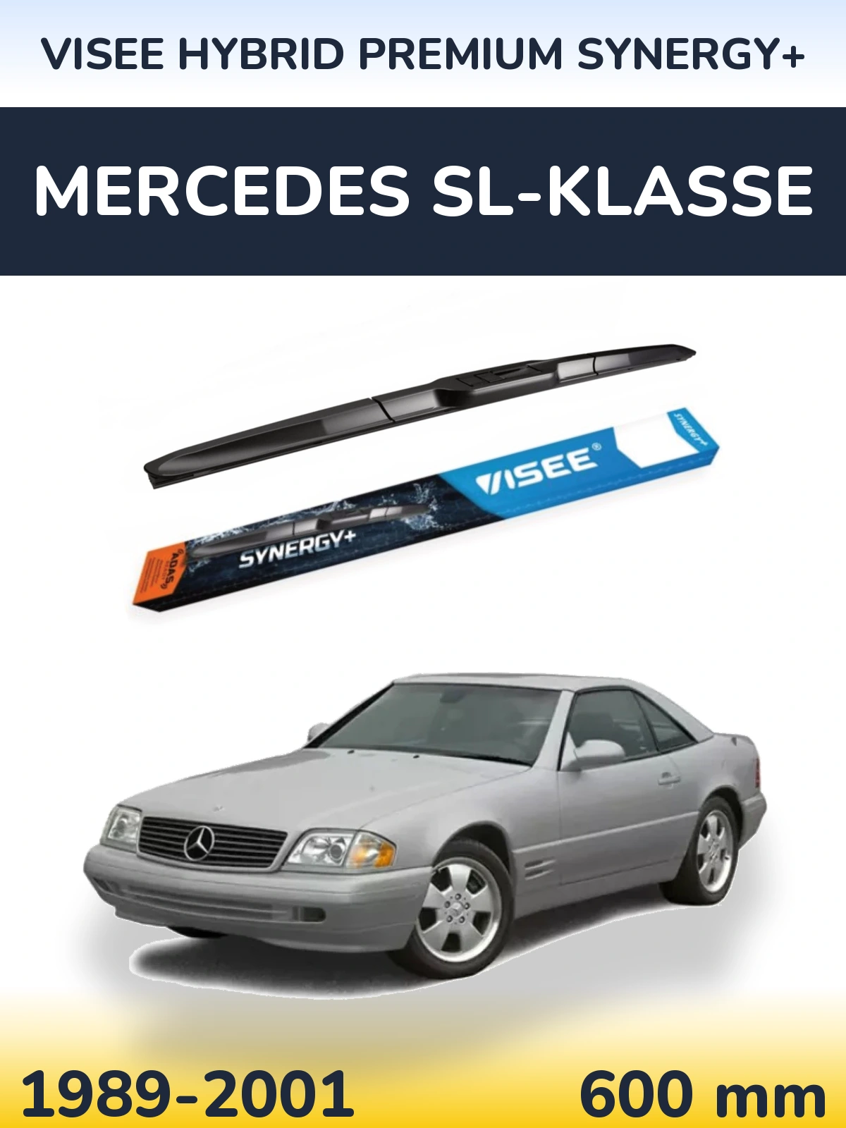 Передня щітка VISEE HYBRID PREMIUM SYNERGY+ 600 мм для Mercedes SL-Klasse 1989-2001