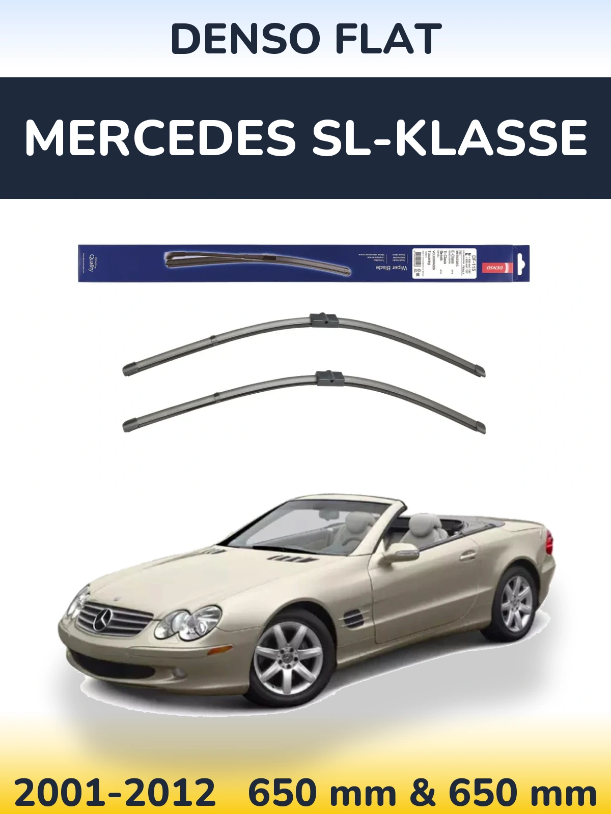 Комплект передніх щіток Denso Flat 650 & 650 мм для Mercedes SL-Klasse 2001-2012
