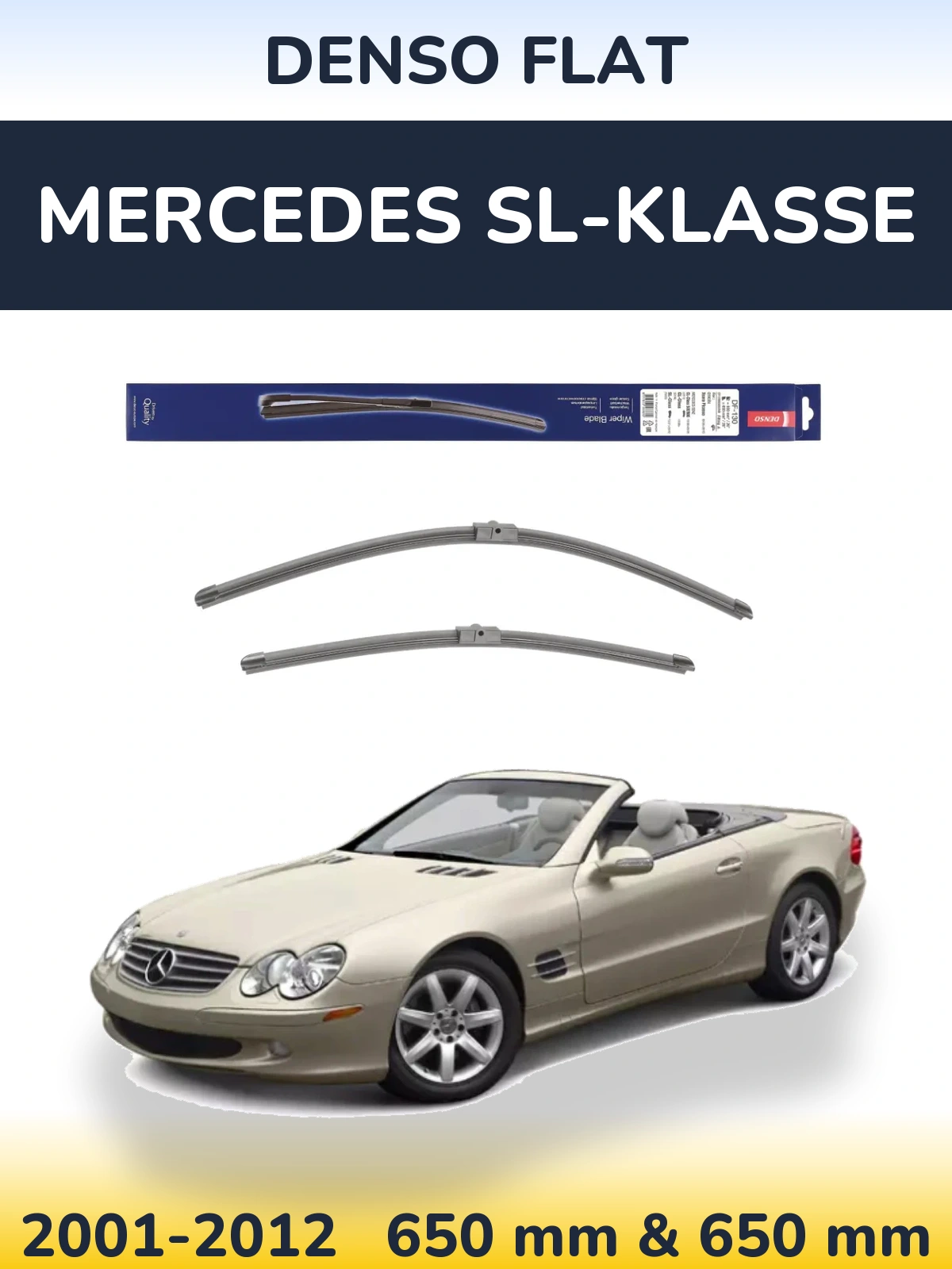 Sada předních stěračů Denso Flat 650 a 650 mm pro Mercedes SL-Klasse 2001-2012
