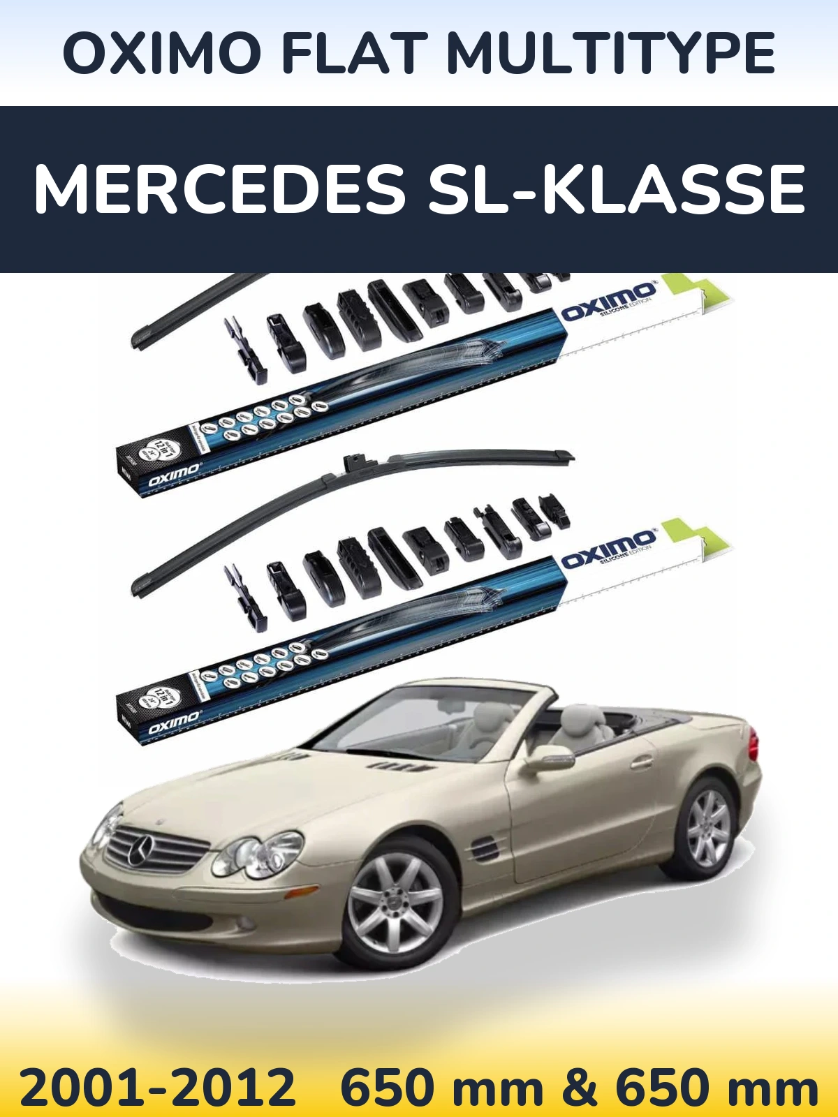 Sada předních stěračů Oximo Flat MultiType 650 a 650 mm pro Mercedes SL-Klasse 2001-2012