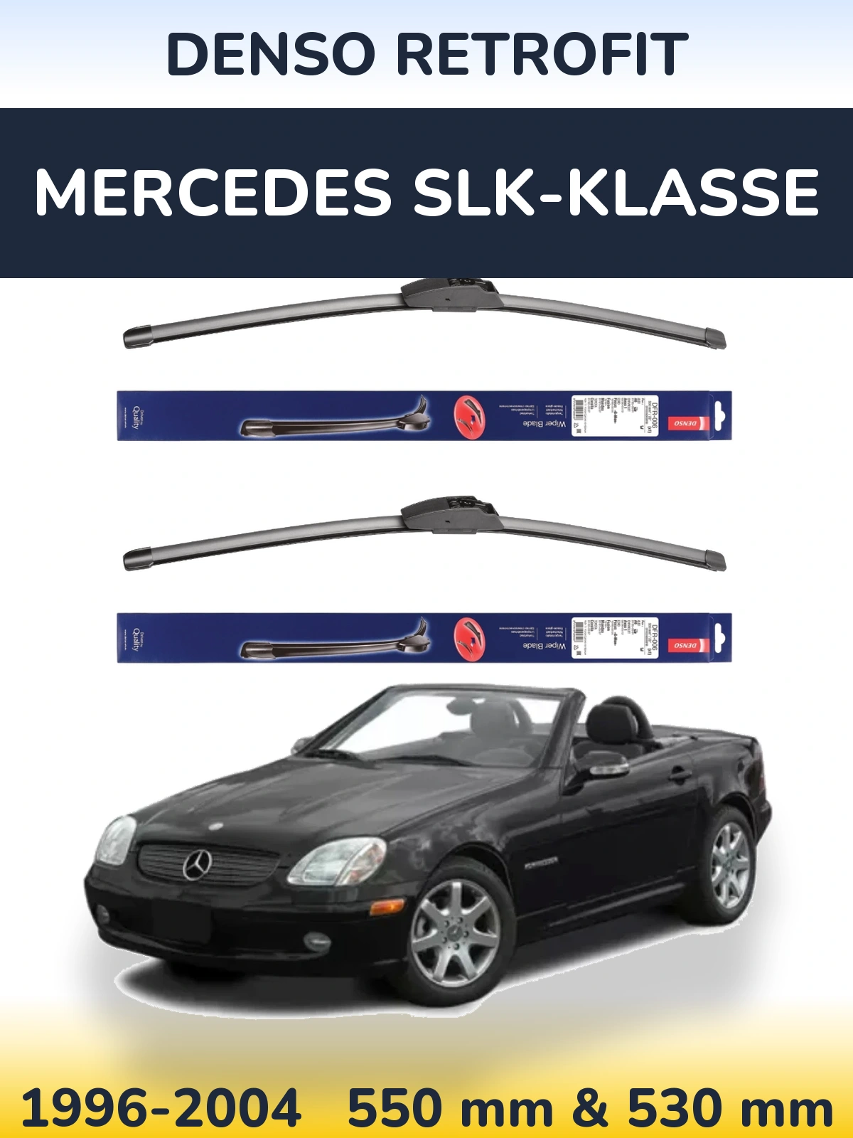 Sada předních stěračů Denso Retrofit 550 a 530 mm pro Mercedes SLK-Klasse 1996-2004