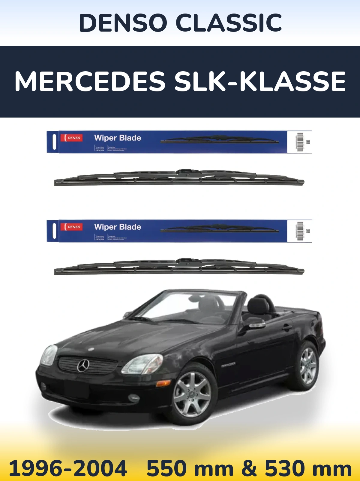 Sada předních stěračů Denso Classic 550 a 530 mm pro Mercedes SLK-Klasse 1996-2004