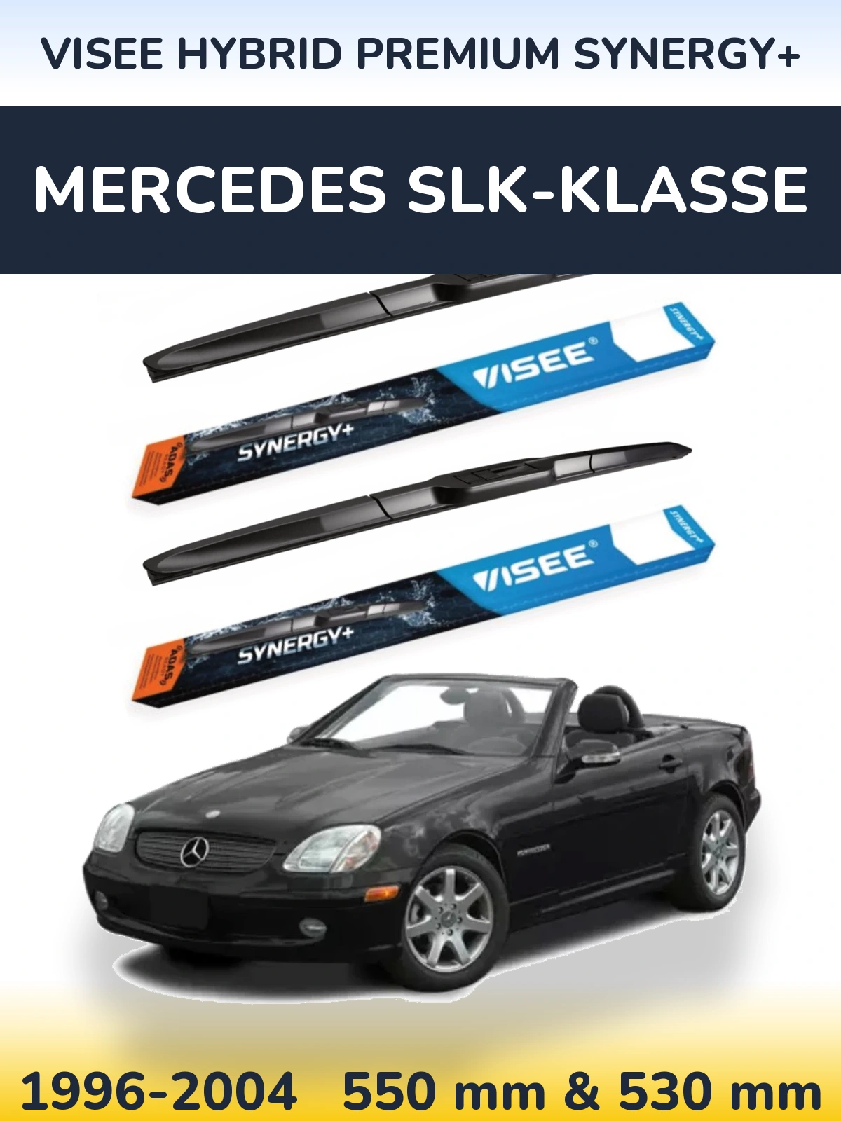 Комплект передніх щіток VISEE HYBRID PREMIUM SYNERGY+ 550 & 530 мм для Mercedes SLK-Klasse 1996-2004