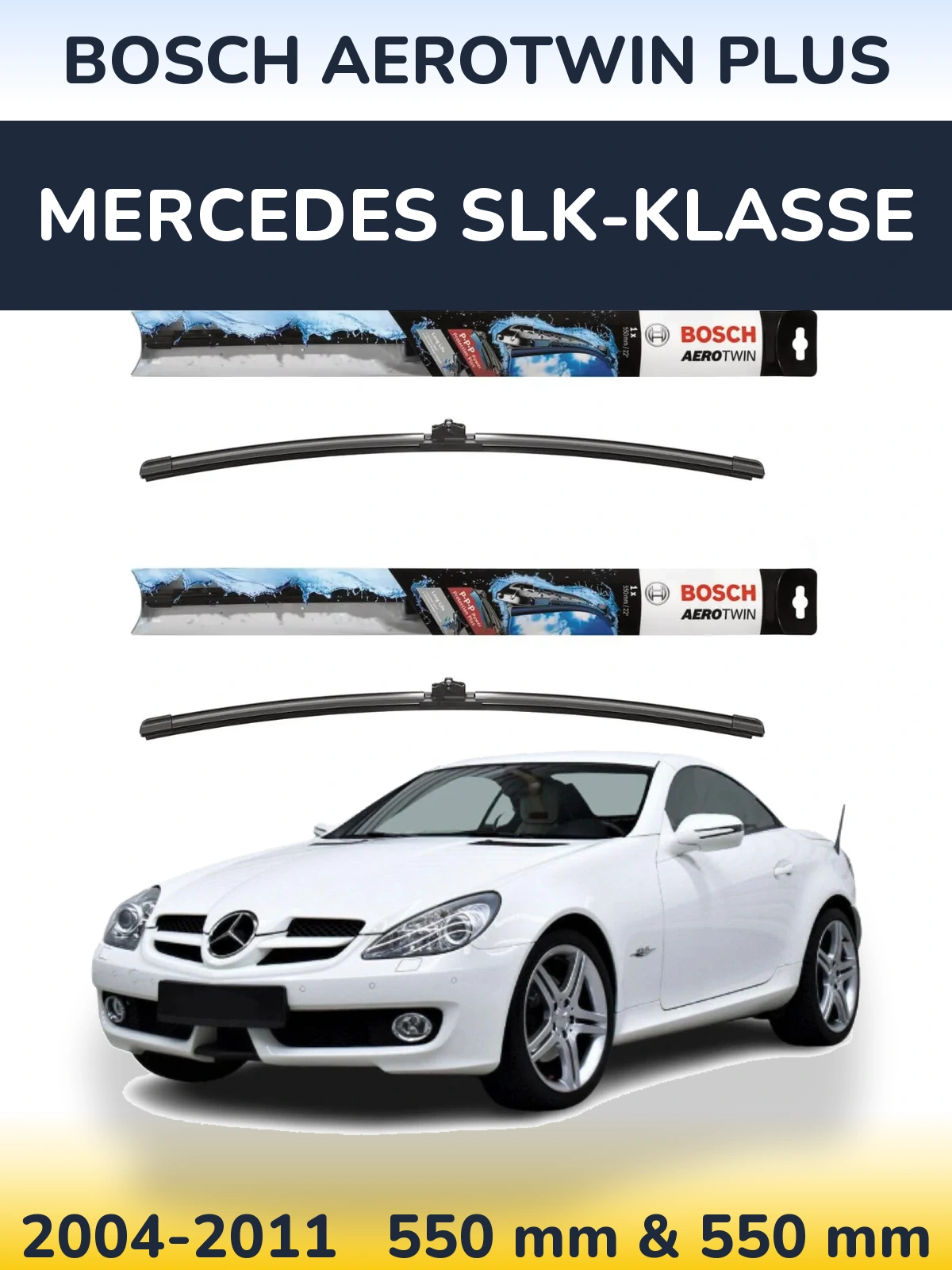 Комплект передніх щіток BOSCH AeroTwin Plus 550 & 550 мм для Mercedes SLK-Klasse 2004-2011