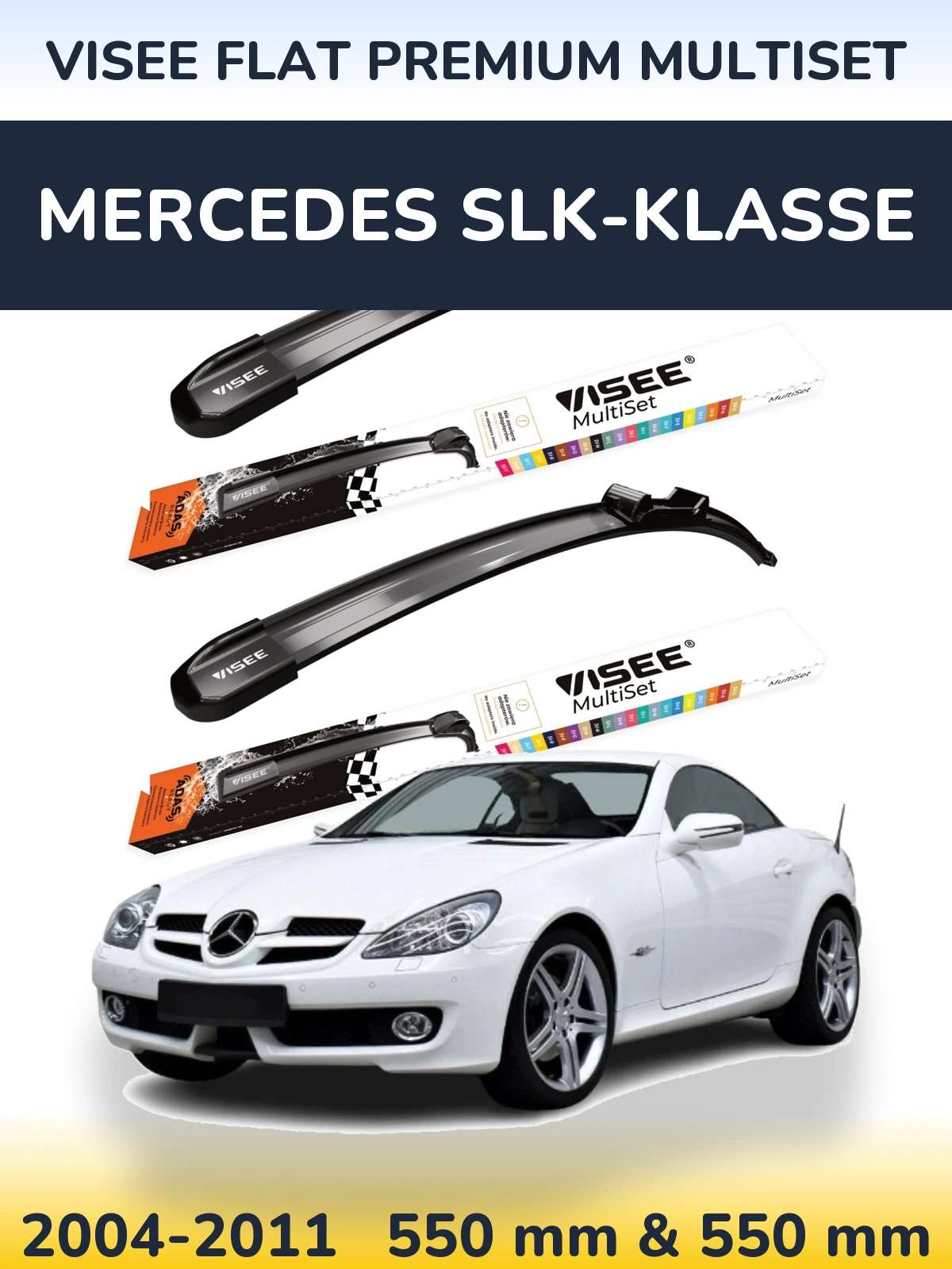 Sada předních stěračů VISEE FLAT PREMIUM MultiSet 550 a 550 mm pro Mercedes SLK-Klasse 2004-2011