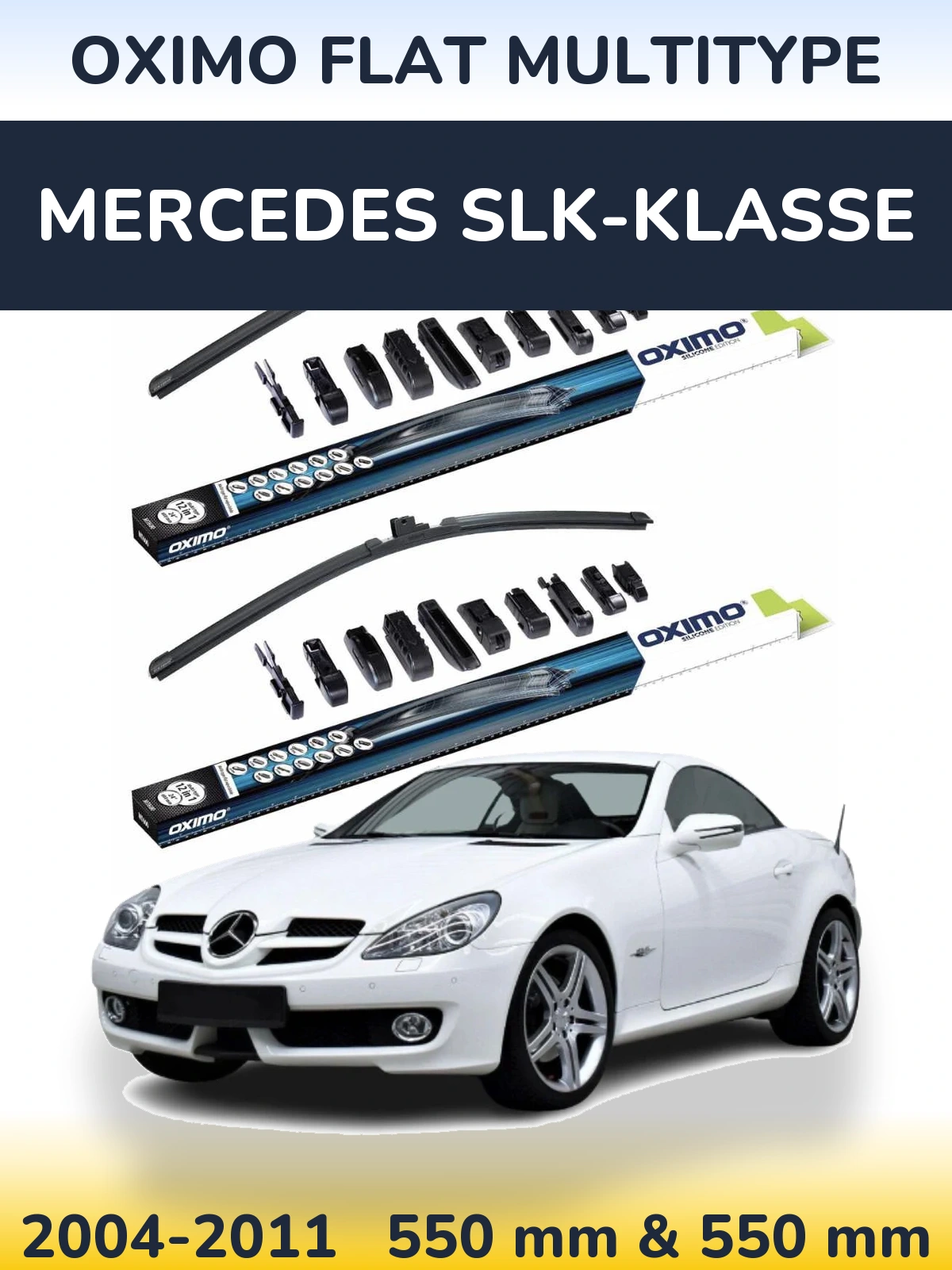 Sada předních stěračů Oximo Flat MultiType 550 a 550 mm pro Mercedes SLK-Klasse 2004-2011