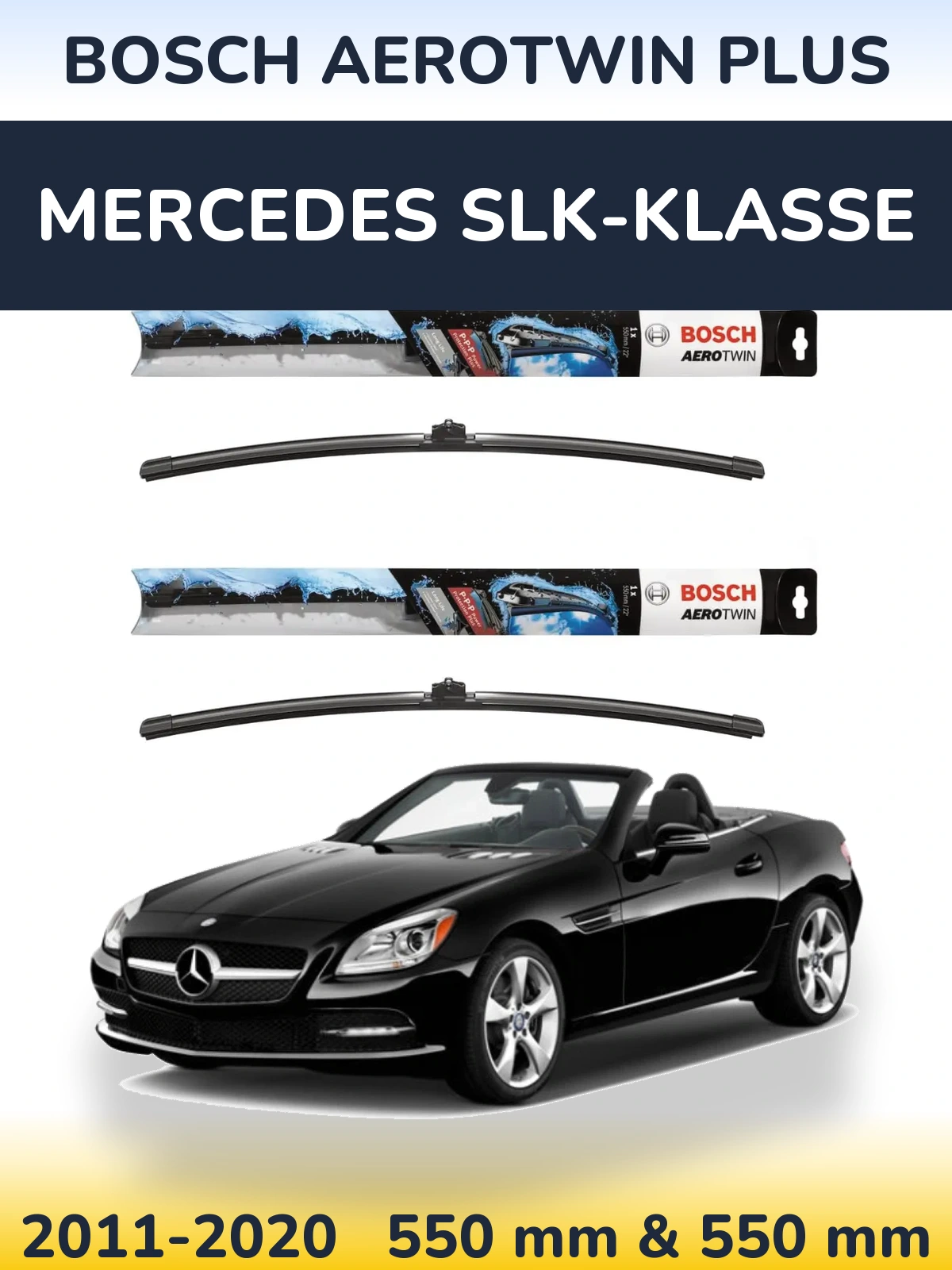 Комплект передніх щіток BOSCH AeroTwin Plus 550 & 550 мм для Mercedes SLK-Klasse 2011-2020