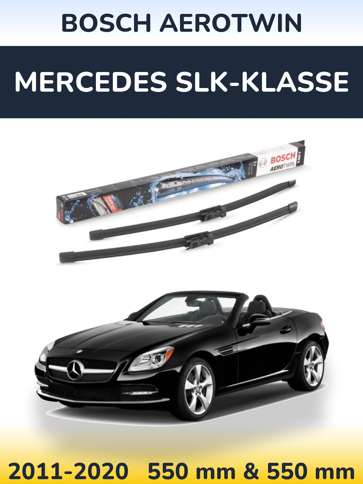 Sada předních stěračů BOSCH AeroTwin 550 a 550 mm pro Mercedes SLK-Klasse 2011-2020