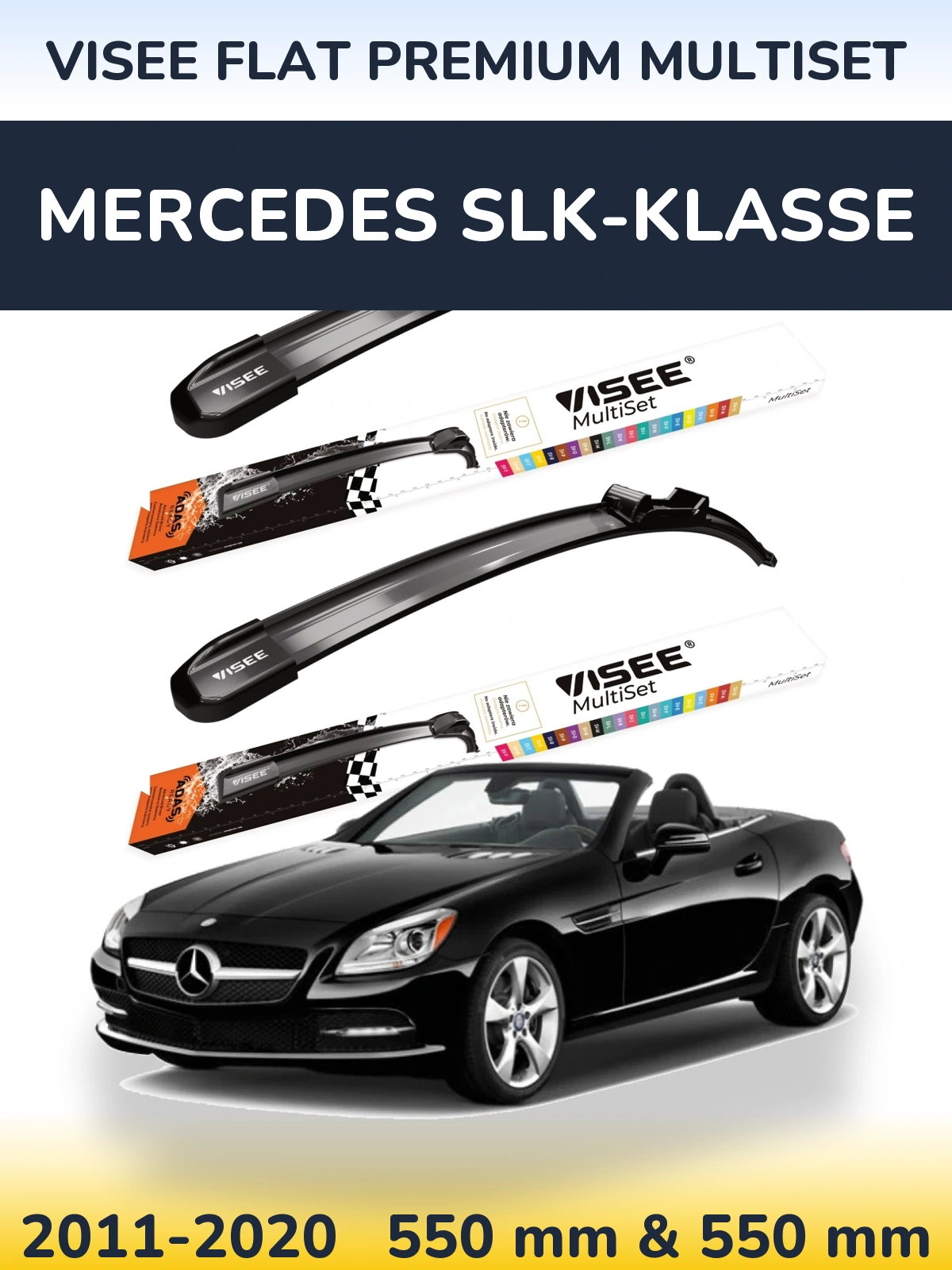 Sada předních stěračů VISEE FLAT PREMIUM MultiSet 550 a 550 mm pro Mercedes SLK-Klasse 2011-2020