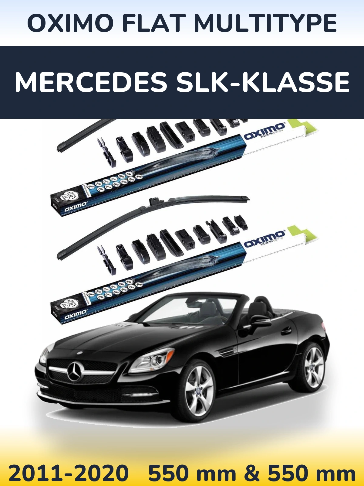 Sada předních stěračů Oximo Flat MultiType 550 a 550 mm pro Mercedes SLK-Klasse 2011-2020