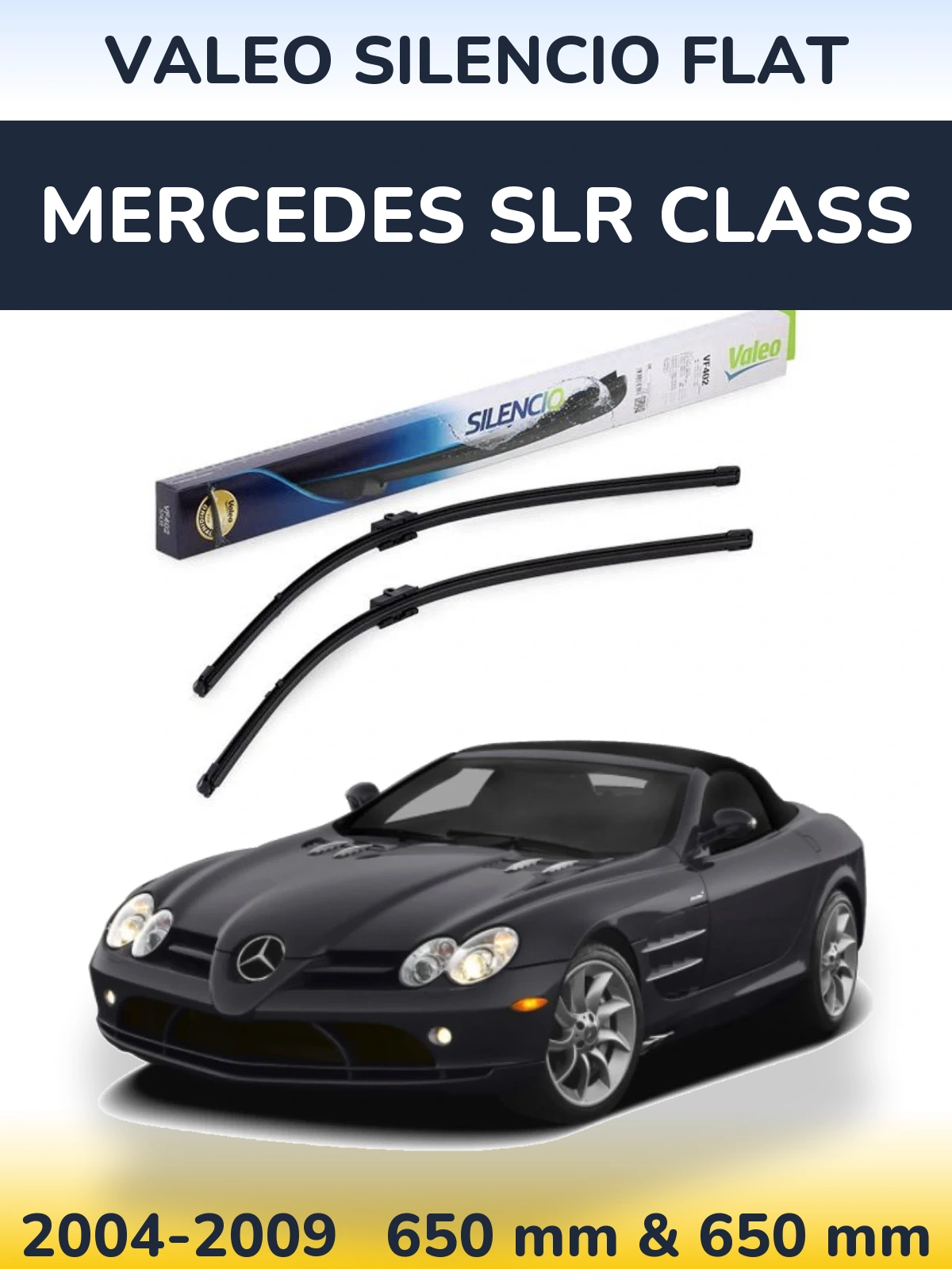 Sada předních stěračů Valeo Silencio Flat 650 a 650 mm pro Mercedes SLR Class 2004-2009