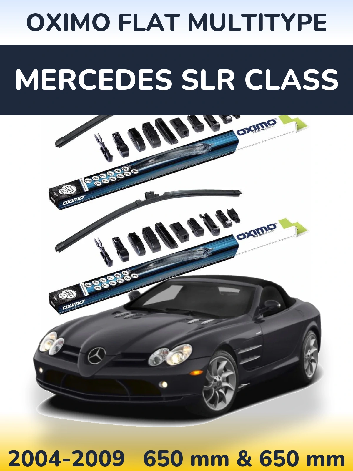 Sada předních stěračů Oximo Flat MultiType 650 a 650 mm pro Mercedes SLR Class 2004-2009