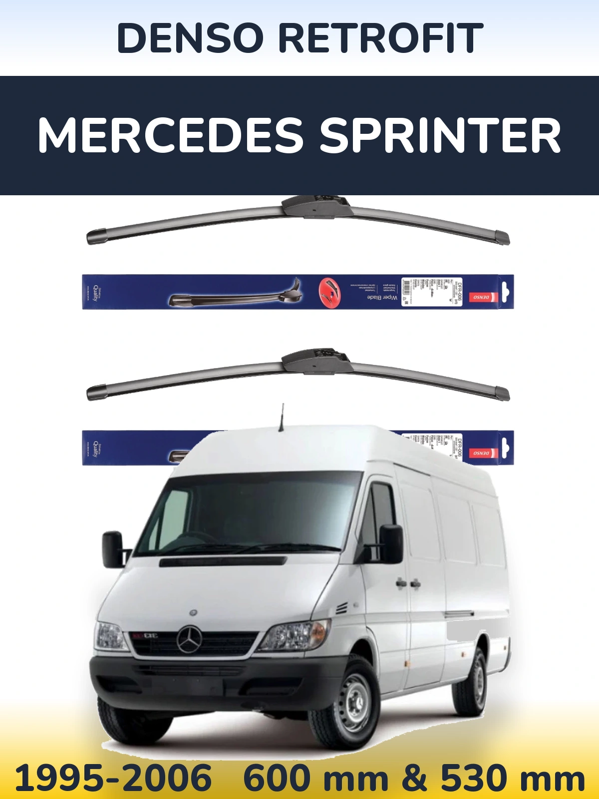 Sada předních stěračů Denso Retrofit 600 a 530 mm pro Mercedes Sprinter 1995-2006